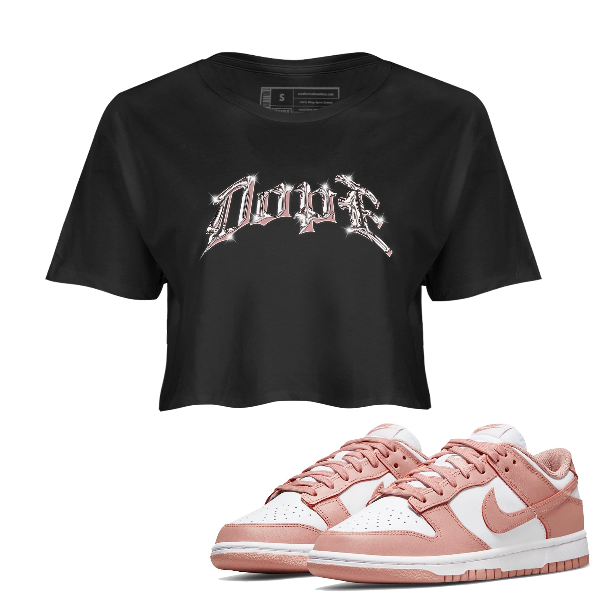 Dunk Rose Whisper shirt to match jordans Dope Streetwear Sneaker Shirt Nike Dunk LowRose Whisper Drip Gear Zone Sneaker Matching Clothing Black 1 Crop T-Shirt