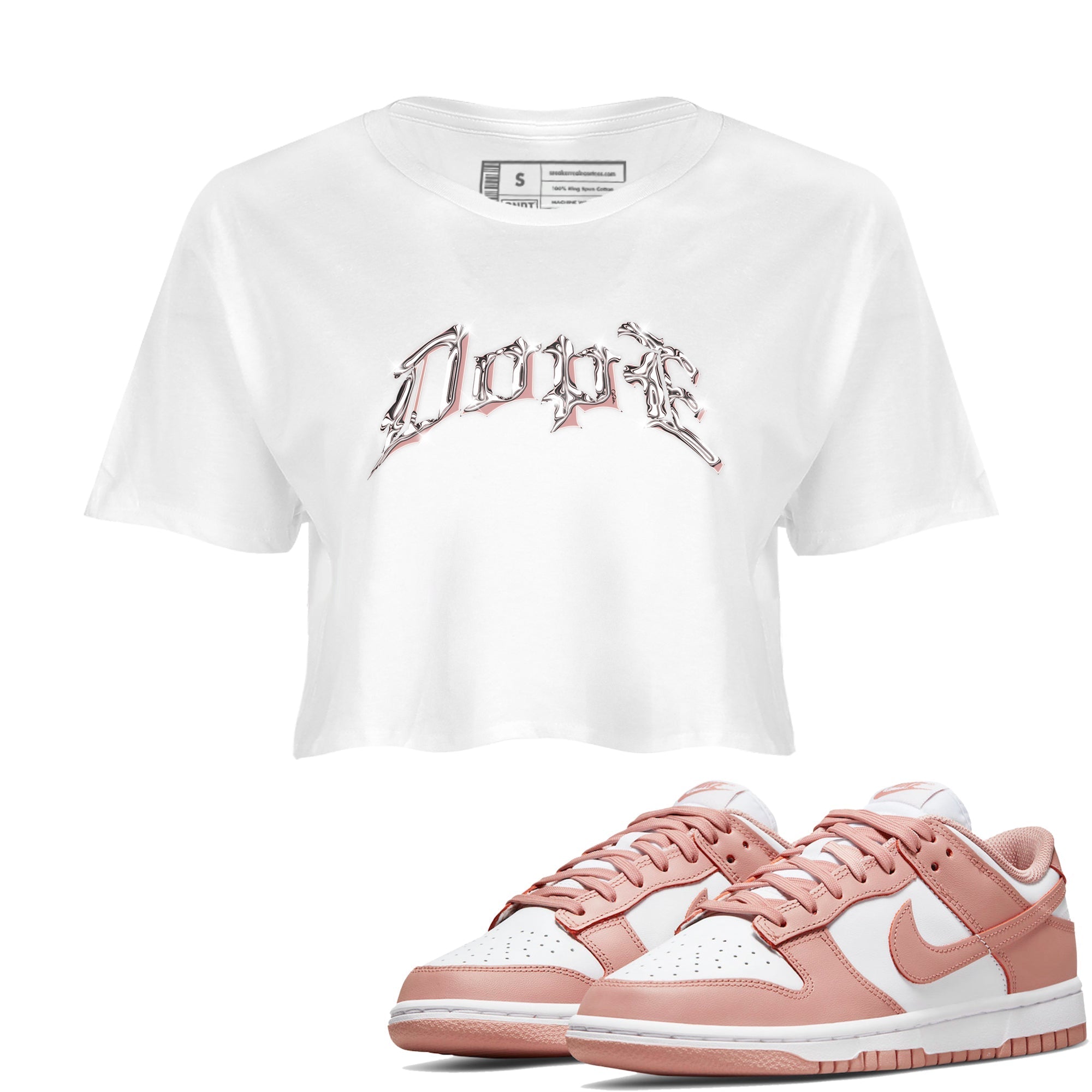 Dunk Rose Whisper shirt to match jordans Dope Streetwear Sneaker Shirt Nike Dunk LowRose Whisper Drip Gear Zone Sneaker Matching Clothing White 1 Crop T-Shirt