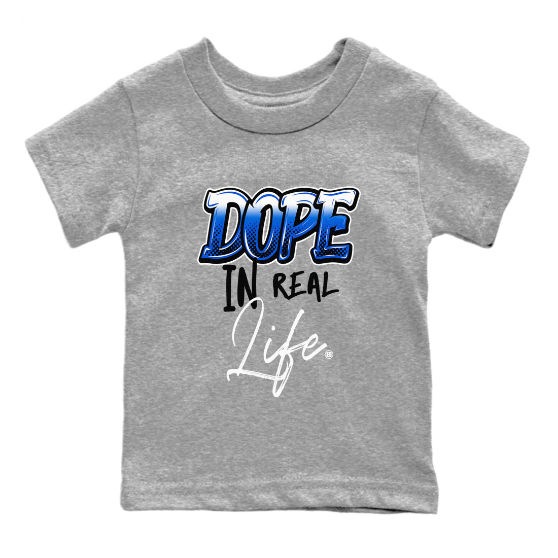 Jordan 1 High OG Royal Reimagined shirt to match jordans Dope In Real Life sneaker tees Air Jordan 1 Royal Reimagined Drip Gear Zone Crew Neck T-ShirtBaby Toddler Heather Grey 2 T-Shirt