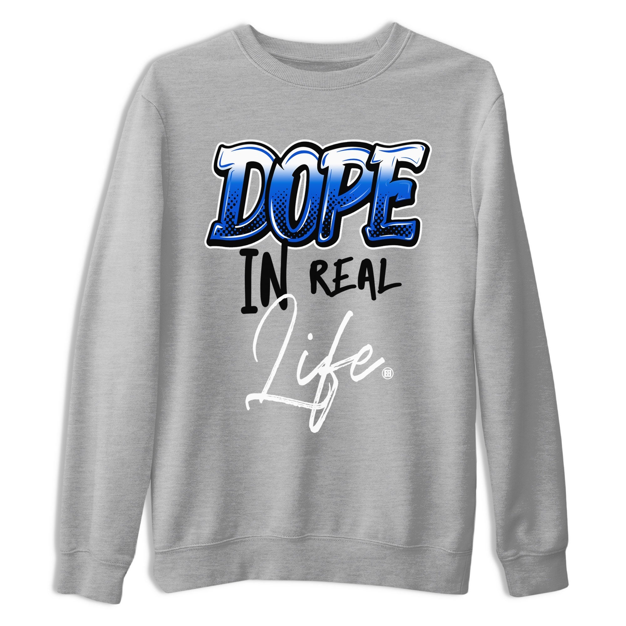 Jordan 1 High OG Royal Reimagined shirt to match jordans Dope In Real Life sneaker tees Air Jordan 1 Royal Reimagined Drip Gear Zone Crew Neck T-ShirtUnisex Heather Grey 2 T-Shirt