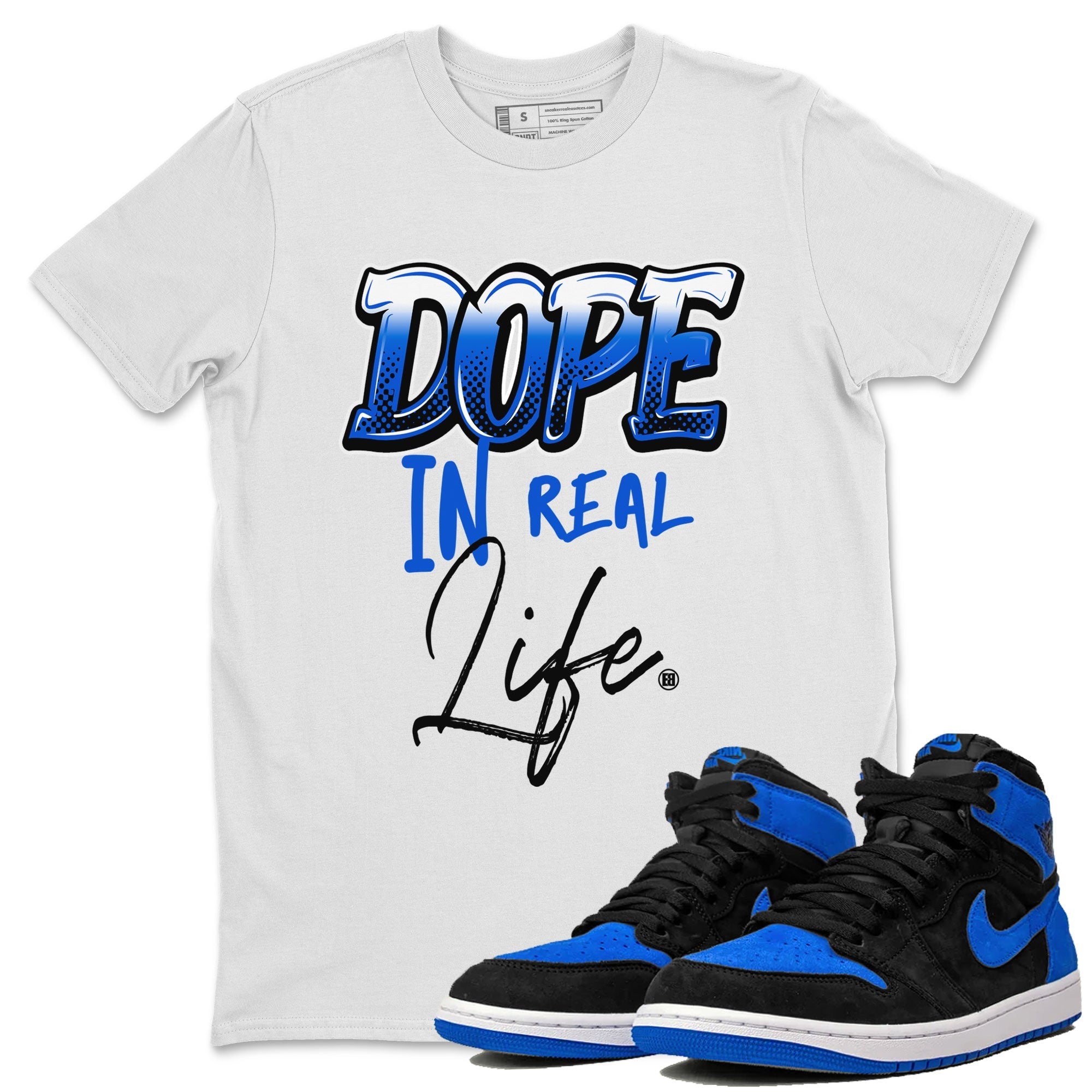 Jordan 1 High OG Royal Reimagined shirt to match jordans Dope In Real Life sneaker tees Air Jordan 1 Royal Reimagined Drip Gear Zone Crew Neck T-ShirtUnisex White 1 T-Shirt