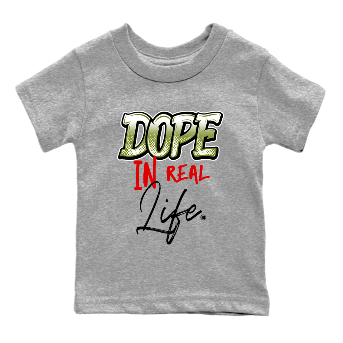 Air Jordan 1 Travis Scott Olive Sneaker Match Tees Dope In Real Life Streetwear Sneaker Shirt Air Jordan 1 Low x Travis Scott x Olive Sneaker Release Tees Kids Shirts Heather Grey 2