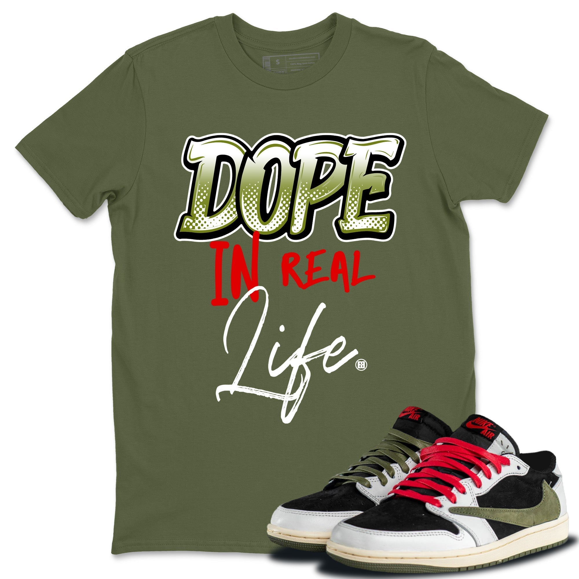 Air Jordan 1 Travis Scott Olive Sneaker Match Tees Dope In Real Life Streetwear Sneaker Shirt Air Jordan 1 Low x Travis Scott x Olive Sneaker Release Tees Unisex Shirts Kelly Green 1