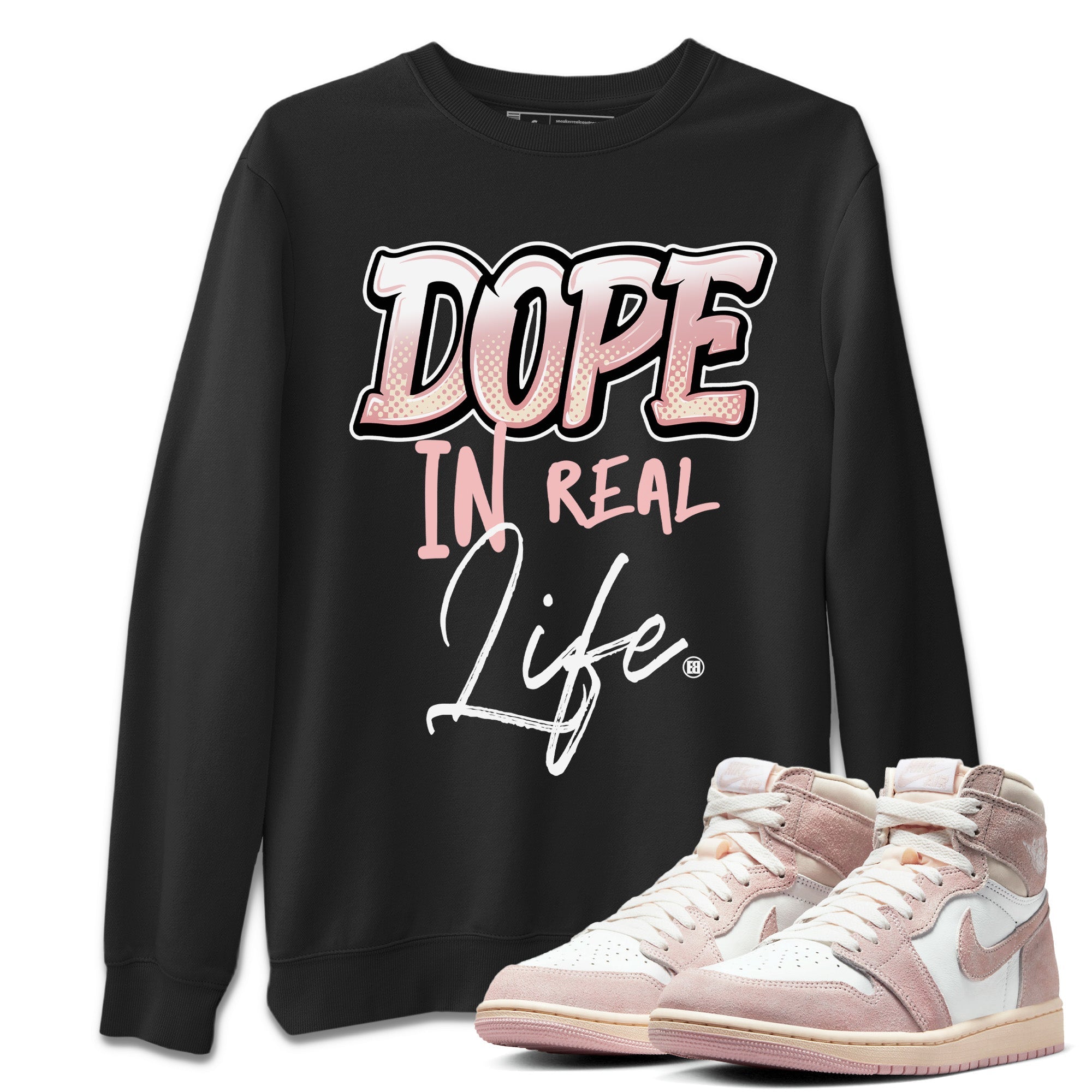 Air Jordan 1 Washed Pink Dope In Real Life Crew Neck Streetwear Sneaker Shirt Air Jordan 1 High OG WMNS Washed Pink Sneaker T-Shirts Washing and Care Tip