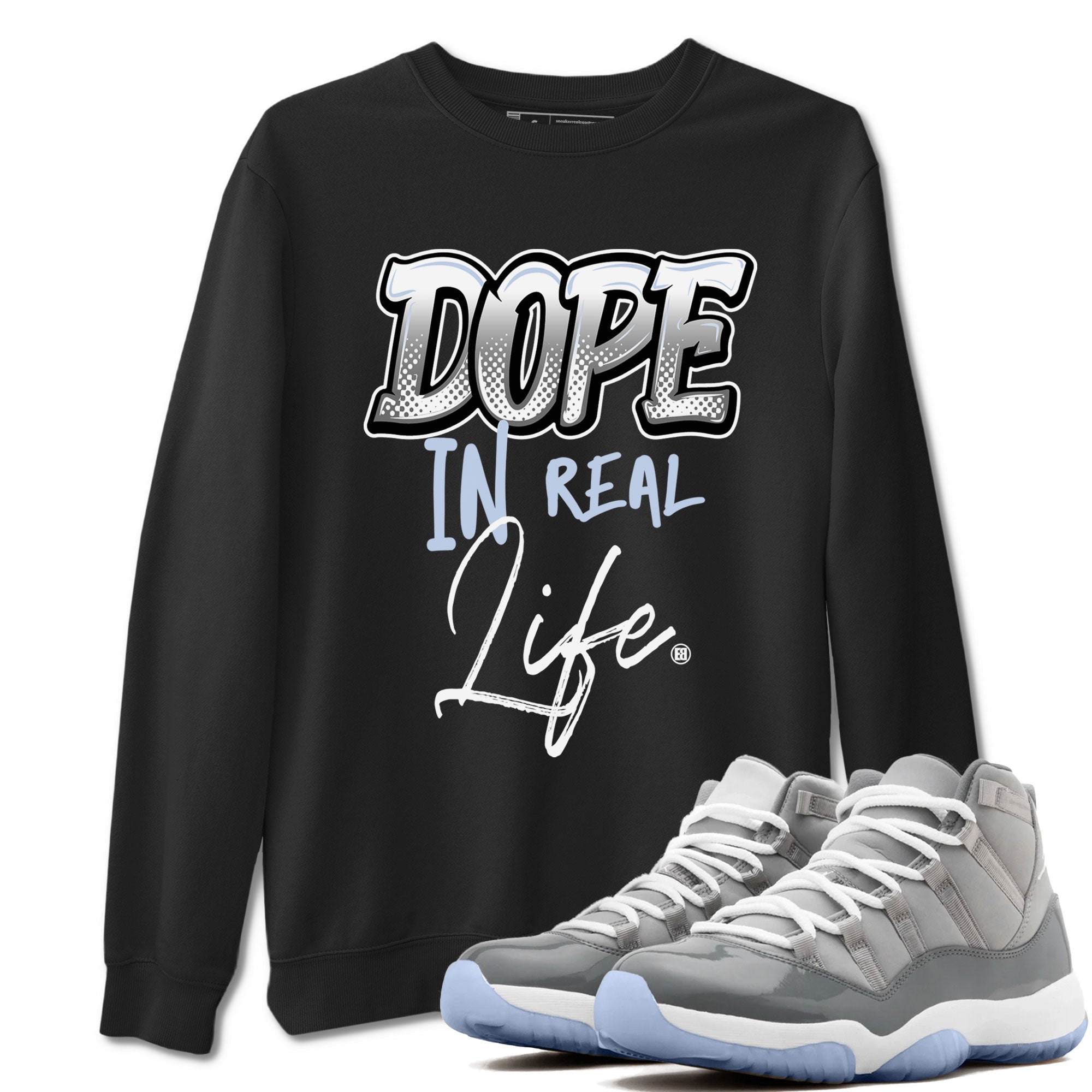 11s Cool Grey shirt to match jordans Dope In Real Life sneaker tees Air Jordan 11 Cool Grey Drip Gear Zone unisex cotton Black 1 crew neck shirt