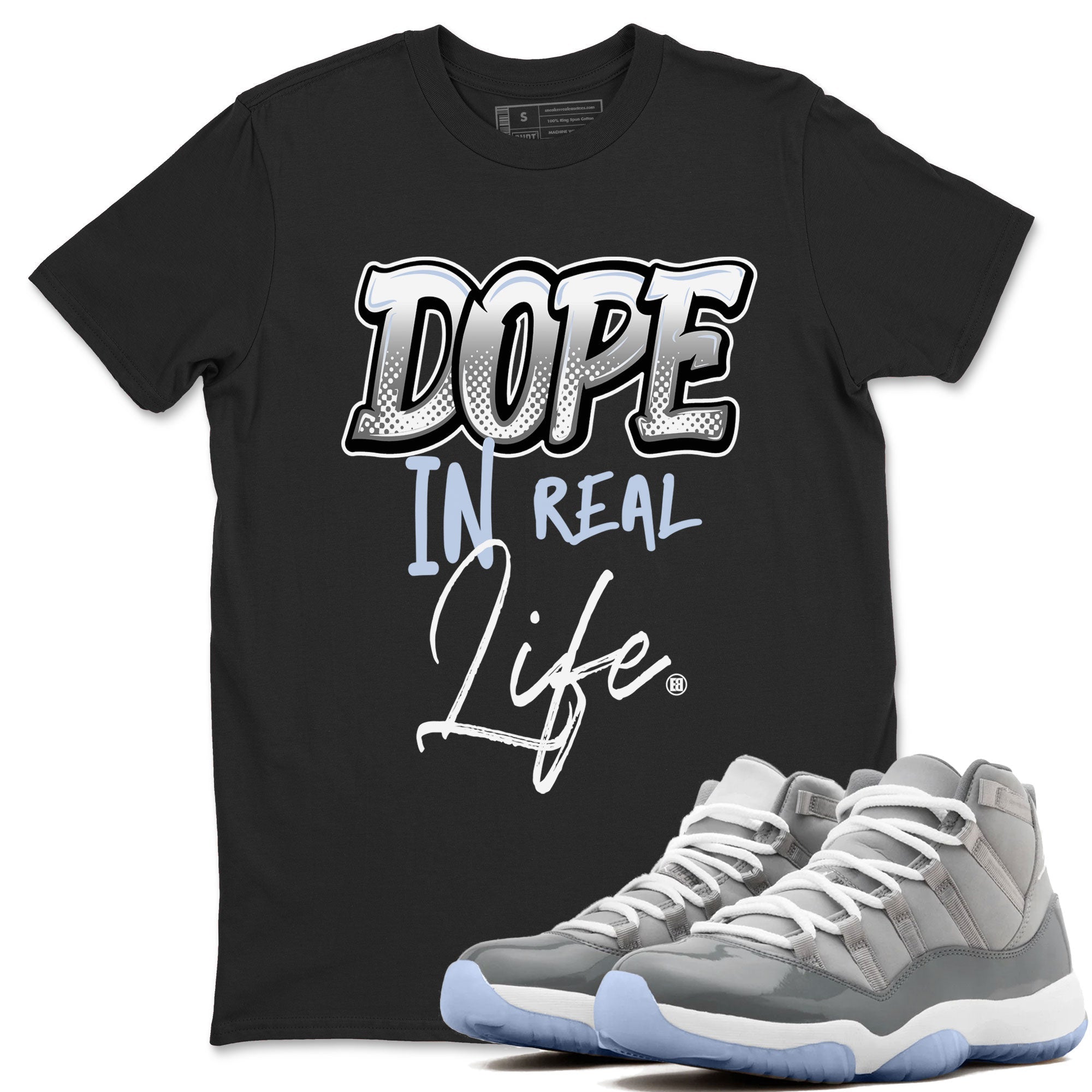 11s Cool Grey shirt to match jordans Dope In Real Life sneaker tees Air Jordan 11 Cool Grey Drip Gear Zone unisex cotton Black 1 crew neck shirt