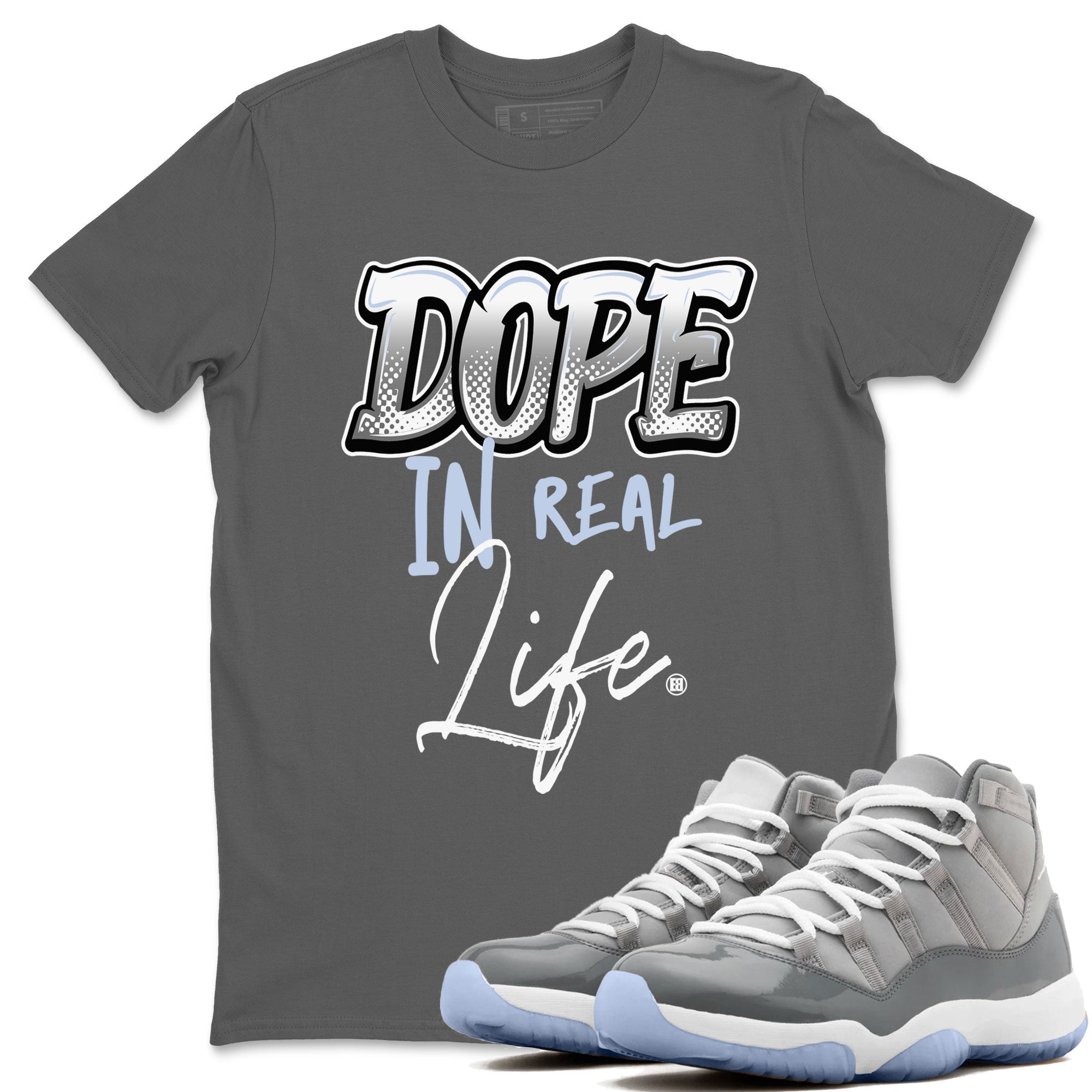 11s Cool Grey shirt to match jordans Dope In Real Life sneaker tees Air Jordan 11 Cool Grey Drip Gear Zone unisex cotton Cool Grey 1 crew neck shirt