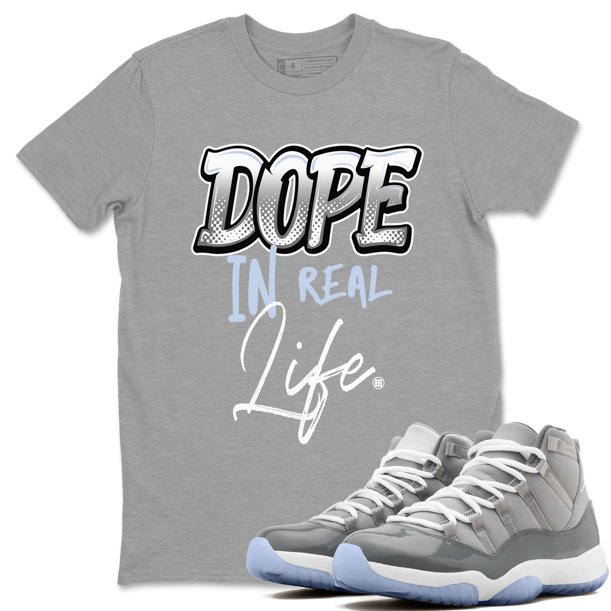 11s Cool Grey shirt to match jordans Dope In Real Life sneaker tees Air Jordan 11 Cool Grey Drip Gear Zone unisex cotton Heather Grey 1 crew neck shirt
