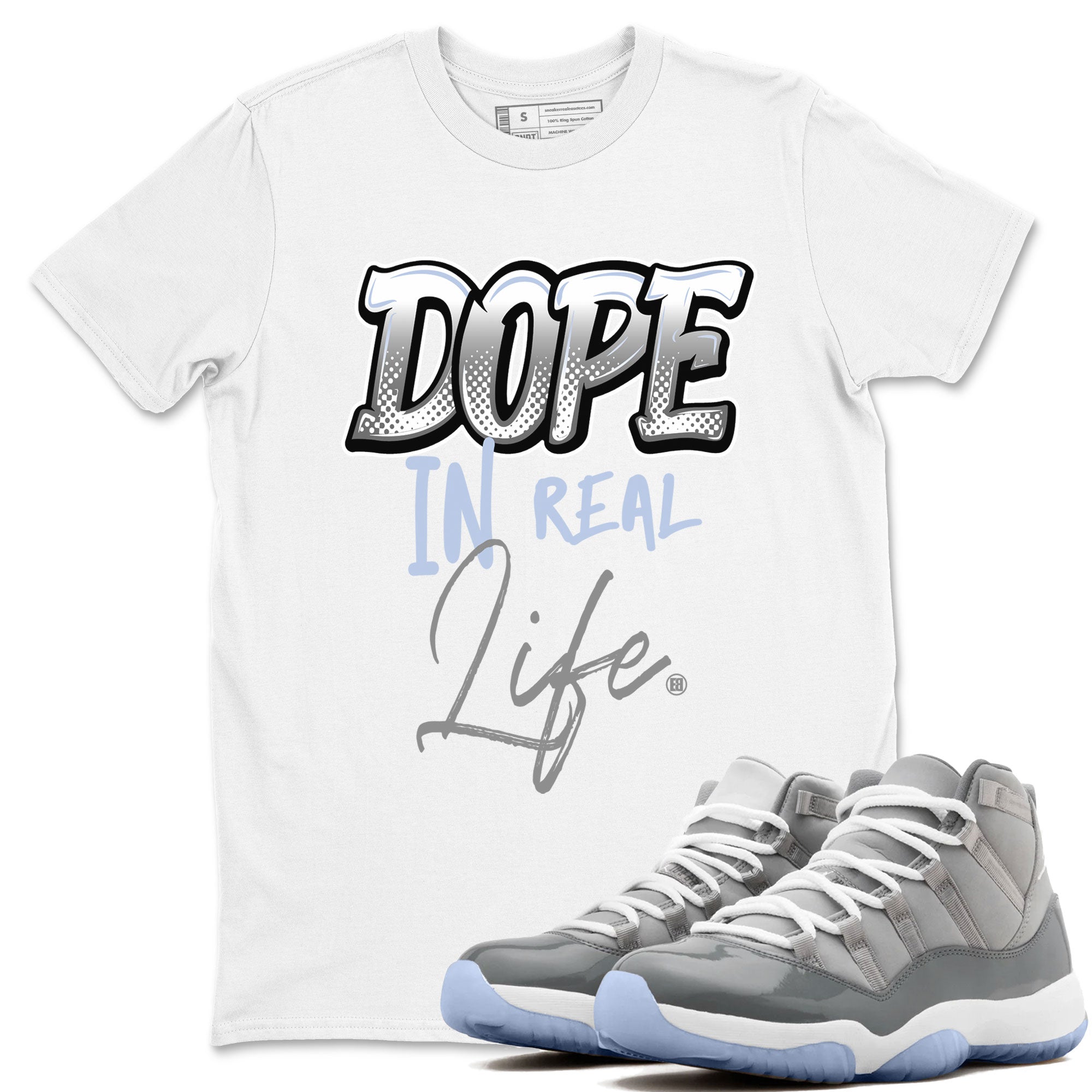11s Cool Grey shirt to match jordans Dope In Real Life sneaker tees Air Jordan 11 Cool Grey Drip Gear Zone unisex cotton White 1 crew neck shirt