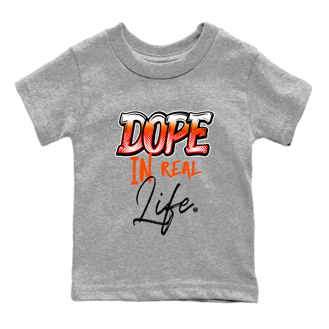 Air Jordan 12 Brilliant Orange Sneaker Match Tees Dope In Real Life Streetwear Sneaker Shirt 12s Brilliant Orange Tee Kids Shirts Heather Grey 2