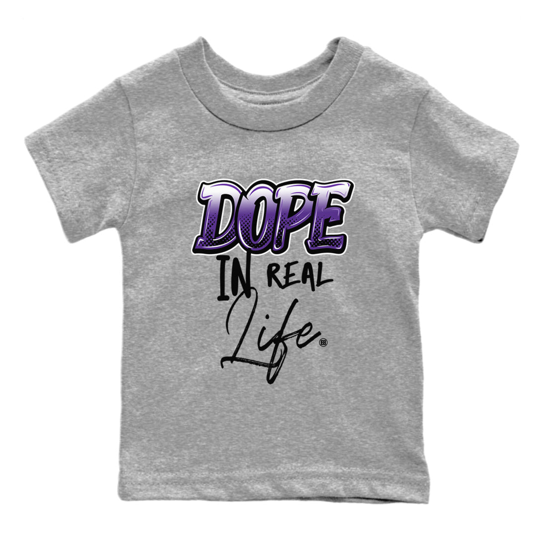 Air Jordan 12 Field Purple Sneaker Match Tees Dope In Real Life Streetwear Sneaker Shirt AJ12 Field Purple Drip Gear Zone Sneaker Matching Clothing Kids Shirts Heather Grey 2