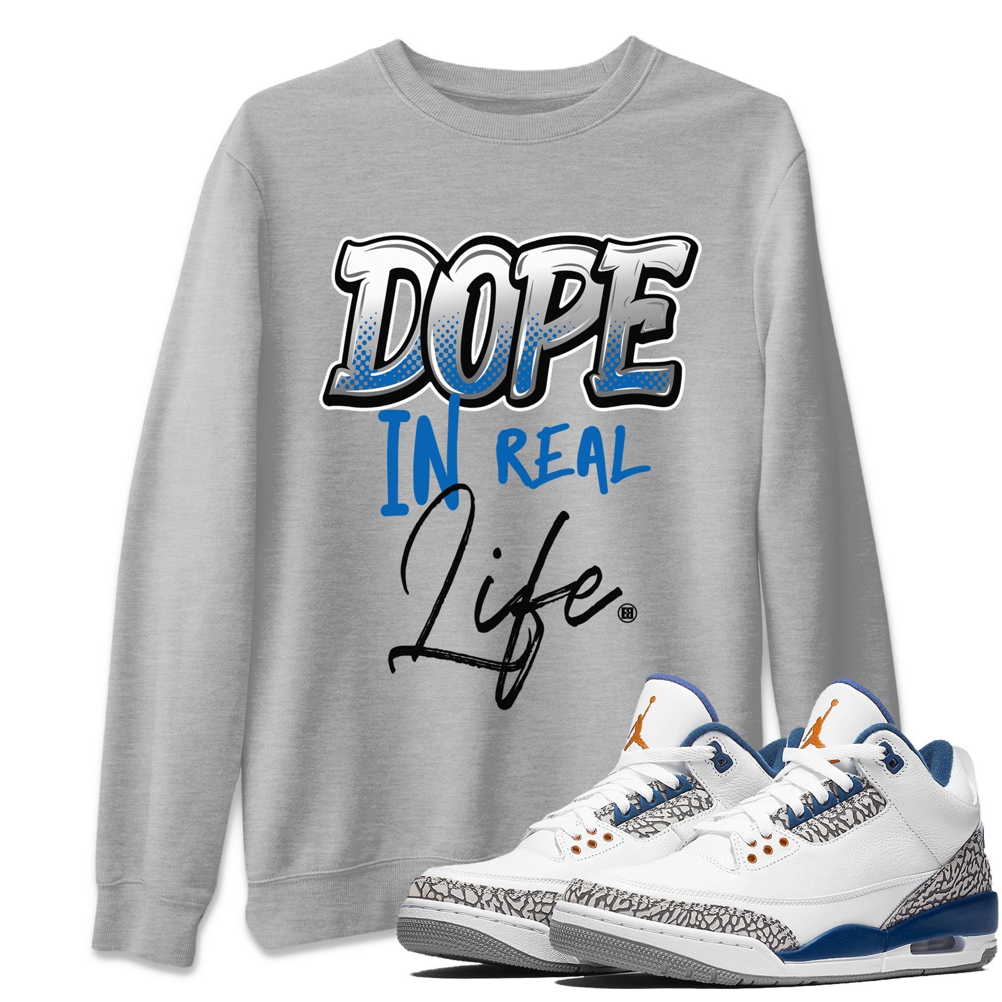 Air Jordan 3 Wizards Sneaker Match Tees Dope In Real Life Streetwear Sneaker Shirt Air Jordan 3 Retro Wizards Sneaker Release Tees Unisex Shirts Heather Grey 1