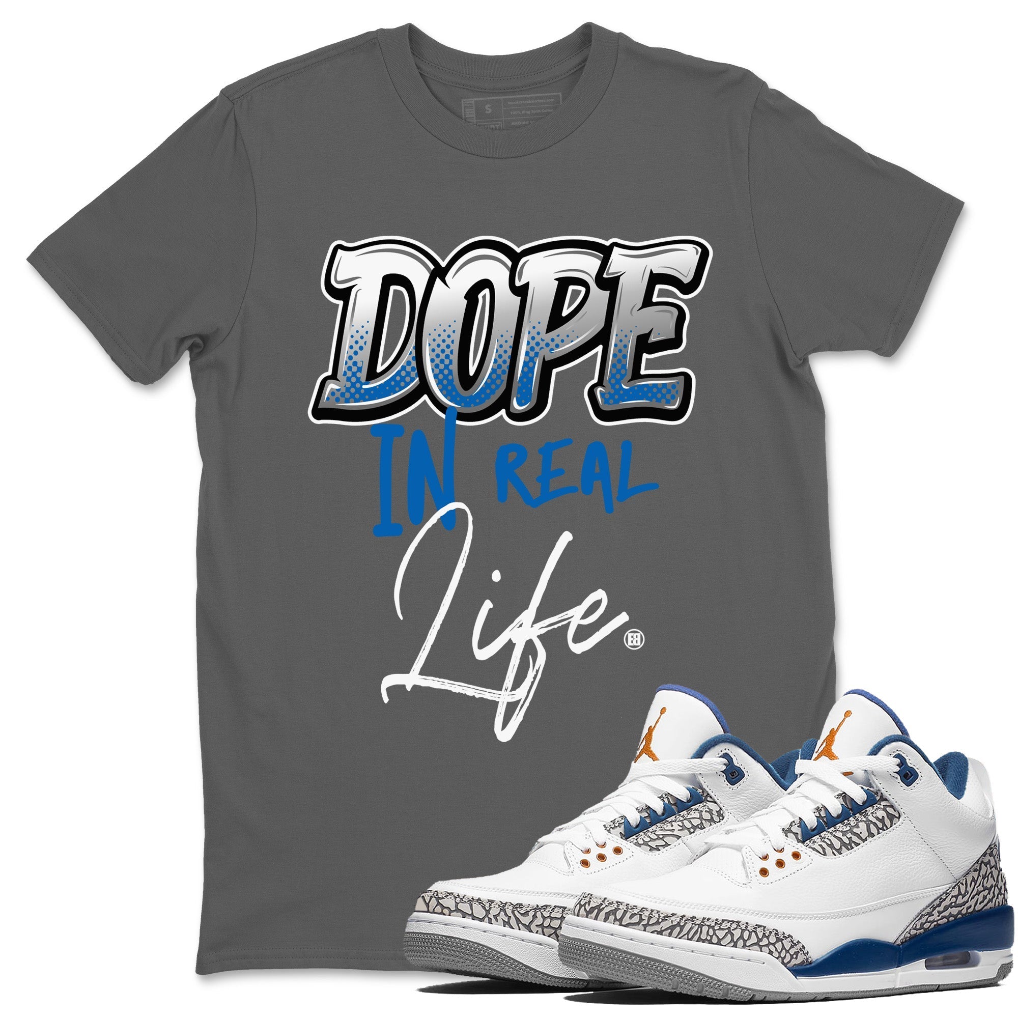 Air Jordan 3 Wizards Dope In Real Life Crew Neck Streetwear Sneaker Shirt Air Jordan 3 Retro Wizards Sneaker T-Shirts Washing and Care Tip