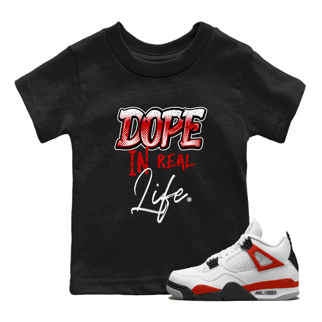 Jordan 4 Red Cement Tees Outfits Dope In Real Life Streetwear Sneaker Shirt Air Jordan 4 Red Cement Sneaker Release Tees Kids Shirts Black 1