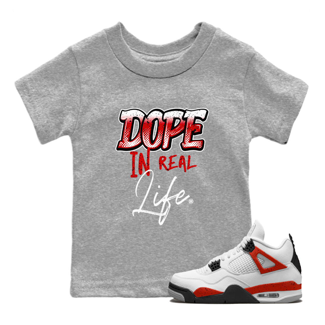 Jordan 4 Red Cement Tees Outfits Dope In Real Life Streetwear Sneaker Shirt Air Jordan 4 Red Cement Sneaker Release Tees Kids Shirts Heather Grey 1