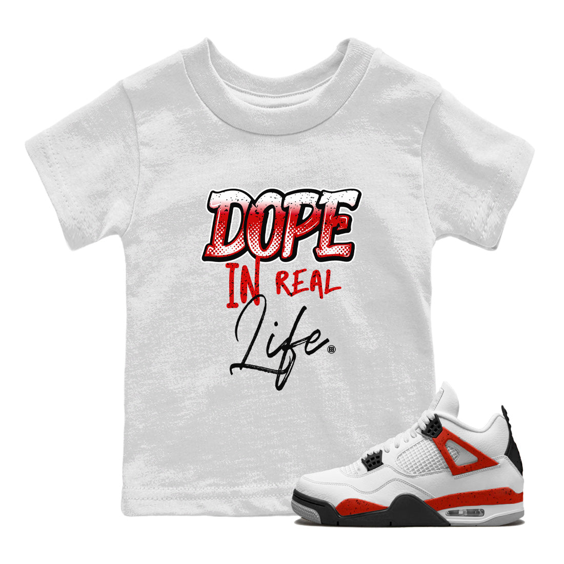Jordan 4 Red Cement Tees Outfits Dope In Real Life Streetwear Sneaker Shirt Air Jordan 4 Red Cement Sneaker Release Tees Kids Shirts White 1
