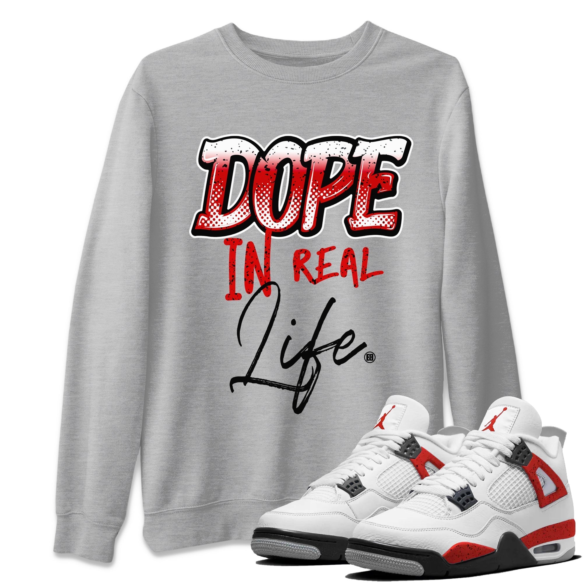 Jordan 4 Red Cement Tees Outfits Dope In Real Life Streetwear Sneaker Shirt Air Jordan 4 Red Cement Sneaker Release Tees Unisex Shirts Heather Grey 1