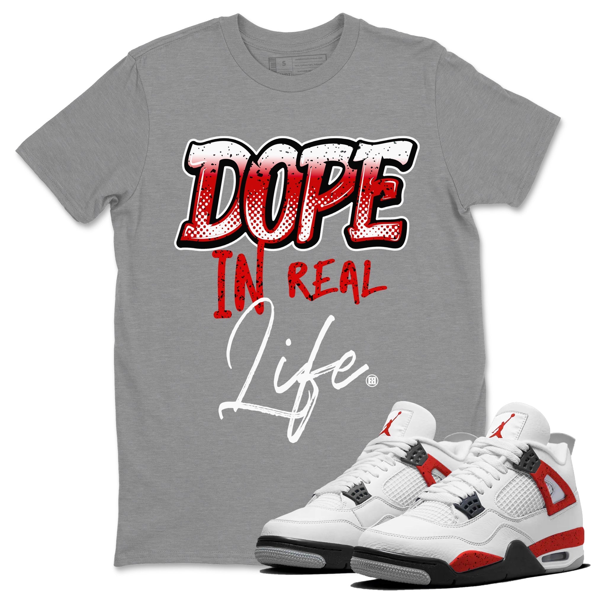 Jordan 4 Red Cement Tees Outfits Dope In Real Life Streetwear Sneaker Shirt Air Jordan 4 Red Cement Sneaker Release Tees Unisex Shirts Heather Grey 1