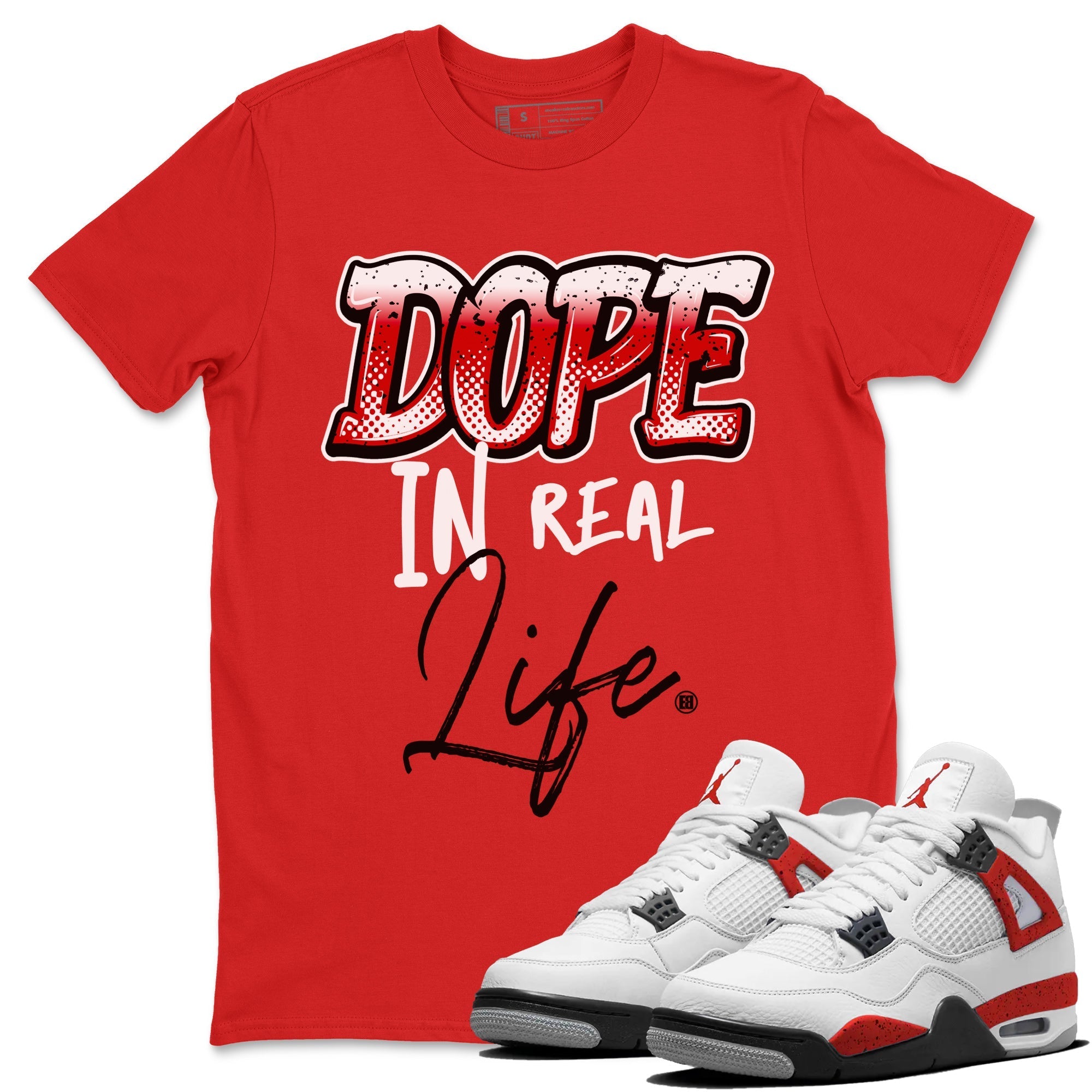 Jordan 4 Red Cement Tees Outfits Dope In Real Life Streetwear Sneaker Shirt Air Jordan 4 Red Cement Sneaker Release Tees Unisex Shirts Red 1