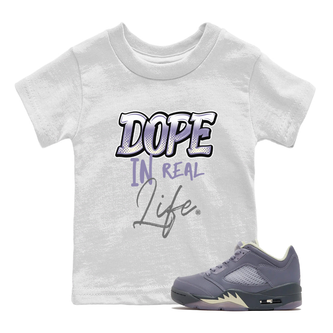 Air Jordan 5 Indigo Haze Sneaker Match Tees Dope In Real Life 5s Indigo Haze Tee Sneaker Release Tees Kids Shirts White 1