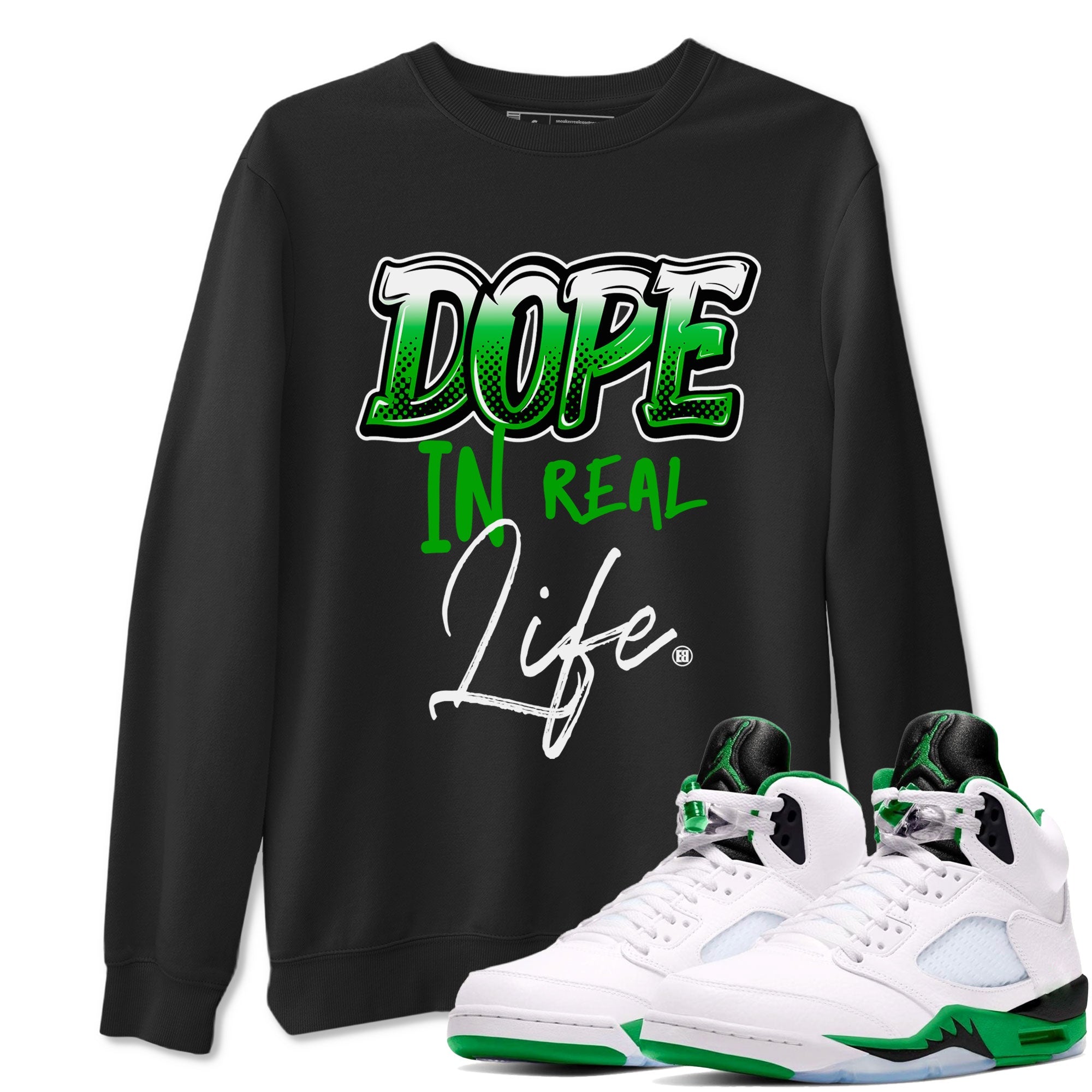 Jordan 5 Retro Lucky Green shirt to match jordans Dope In Real Life sneaker tees 5s Lucky Green Drip Gear Zone unisex cotton Black 1 crew neck shirt
