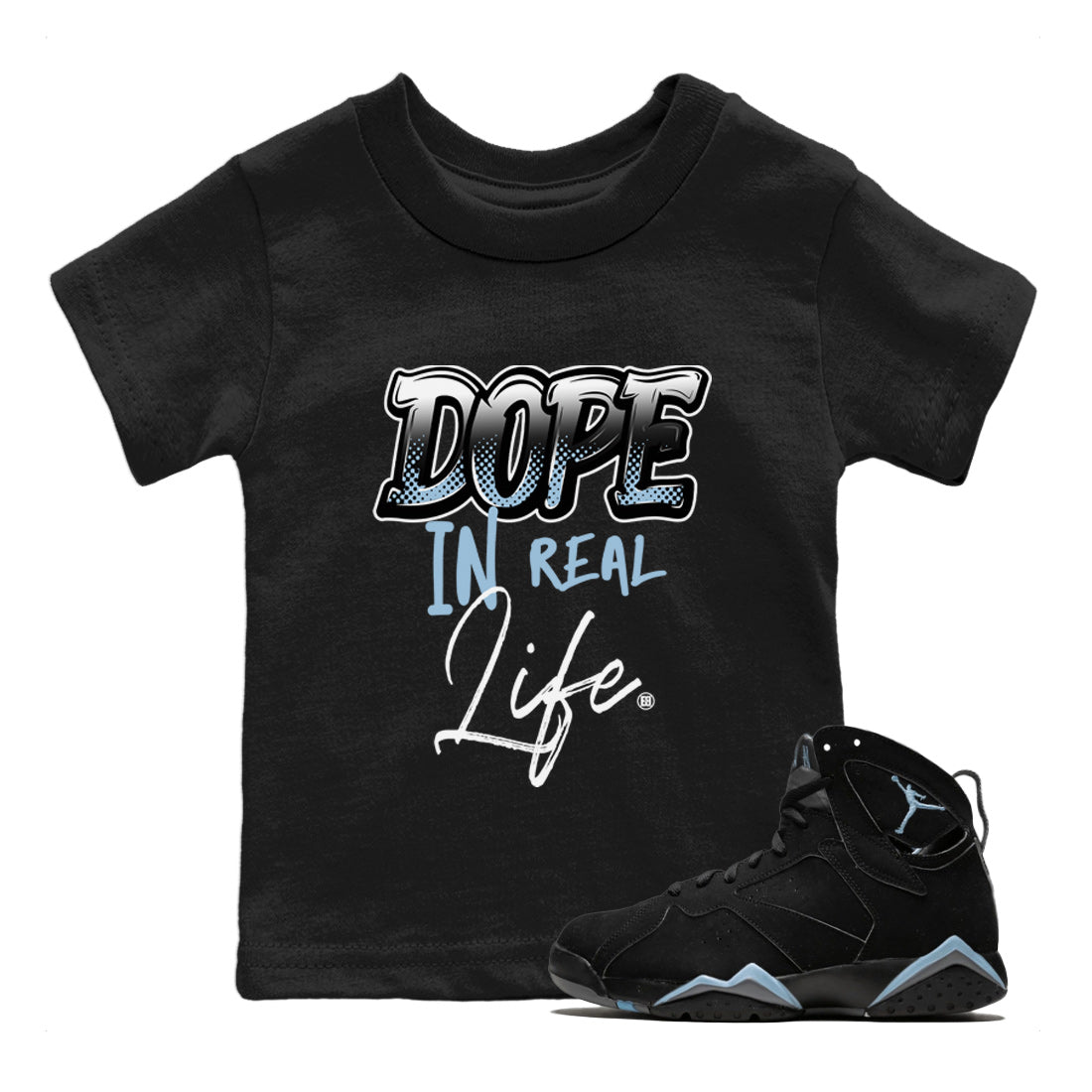 Air Jordan 7 Chambray Sneaker Match Tees Dope In Real Life Streetwear Sneaker Shirt AJ7 Chambray Drip Gear Zone Sneaker Matching Clothing Kids Shirts Black 1