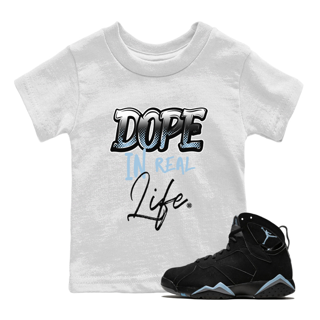 Air Jordan 7 Chambray Sneaker Match Tees Dope In Real Life Streetwear Sneaker Shirt AJ7 Chambray Drip Gear Zone Sneaker Matching Clothing Kids Shirts White 1