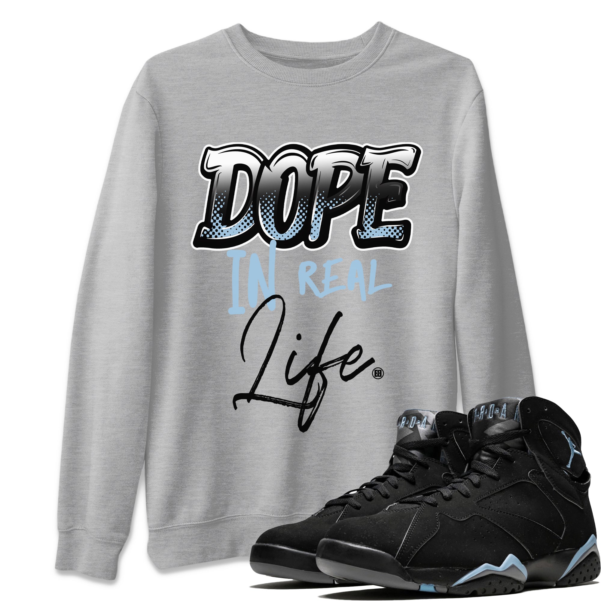 Air Jordan 7 Chambray Sneaker Match Tees Dope In Real Life Streetwear Sneaker Shirt AJ7 Chambray Drip Gear Zone Sneaker Matching Clothing Unisex Shirts Heather Grey 1