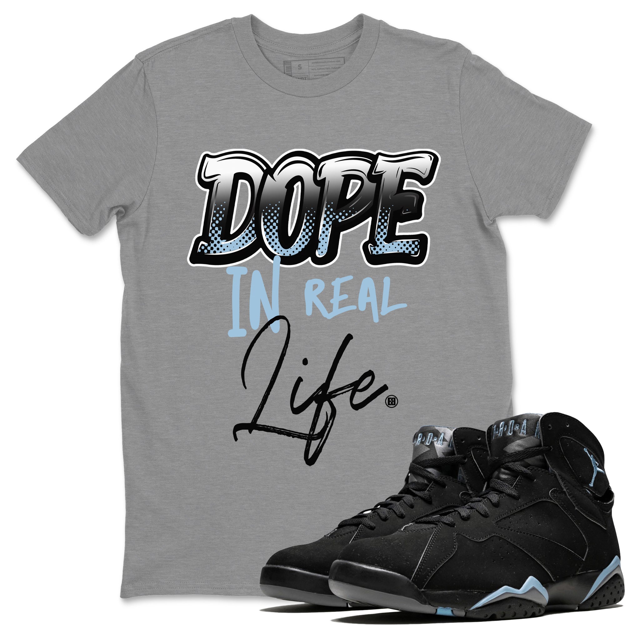 Air Jordan 7 Chambray Sneaker Match Tees Dope In Real Life Streetwear Sneaker Shirt AJ7 Chambray Drip Gear Zone Sneaker Matching Clothing Unisex Shirts Heather Grey 1