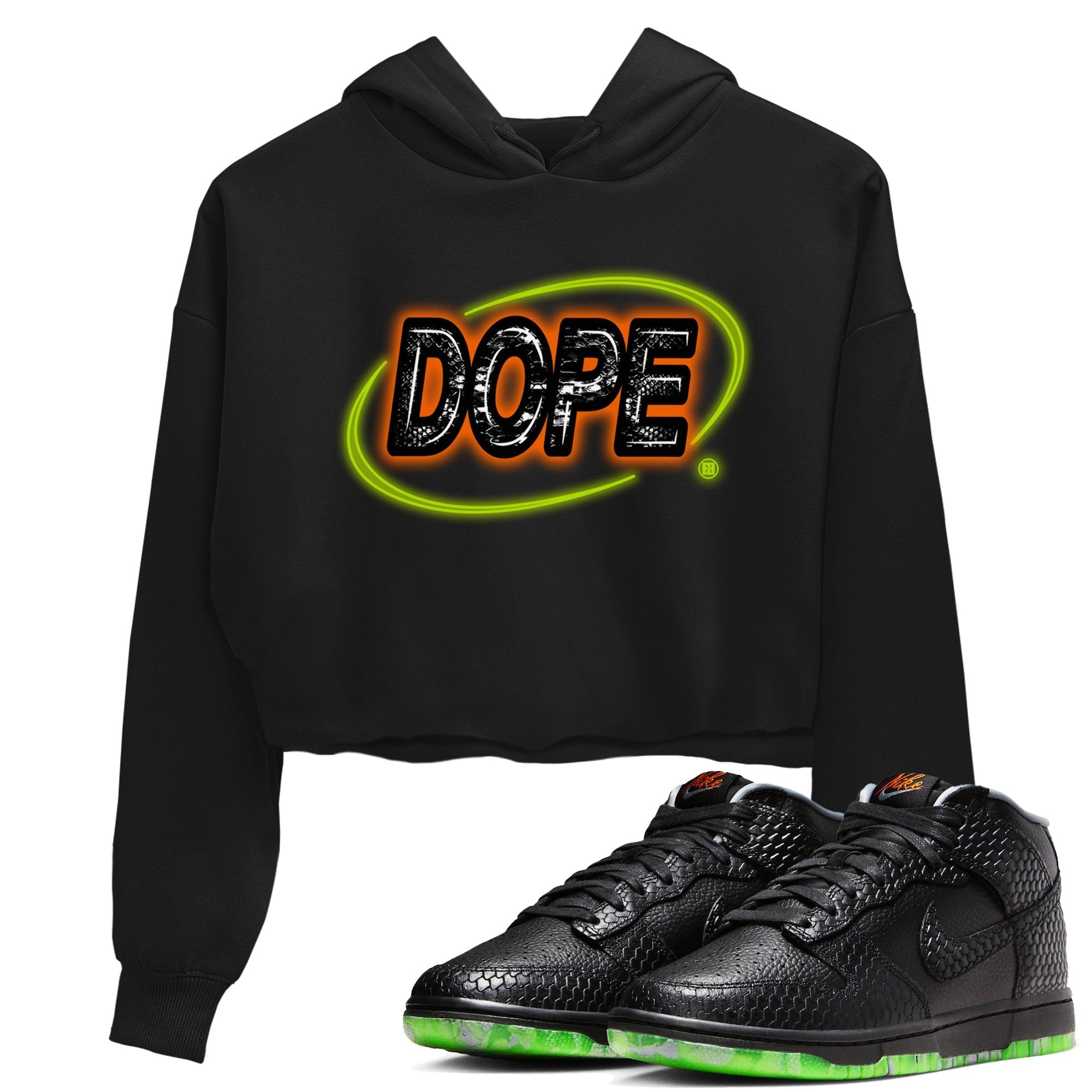 Nike Dunk Mid Halloween shirt to match jordans Dope Neon Sign sneaker tees Dunk Mid Halloween Drip Gear Zone Black 1 Crop T-Shirt