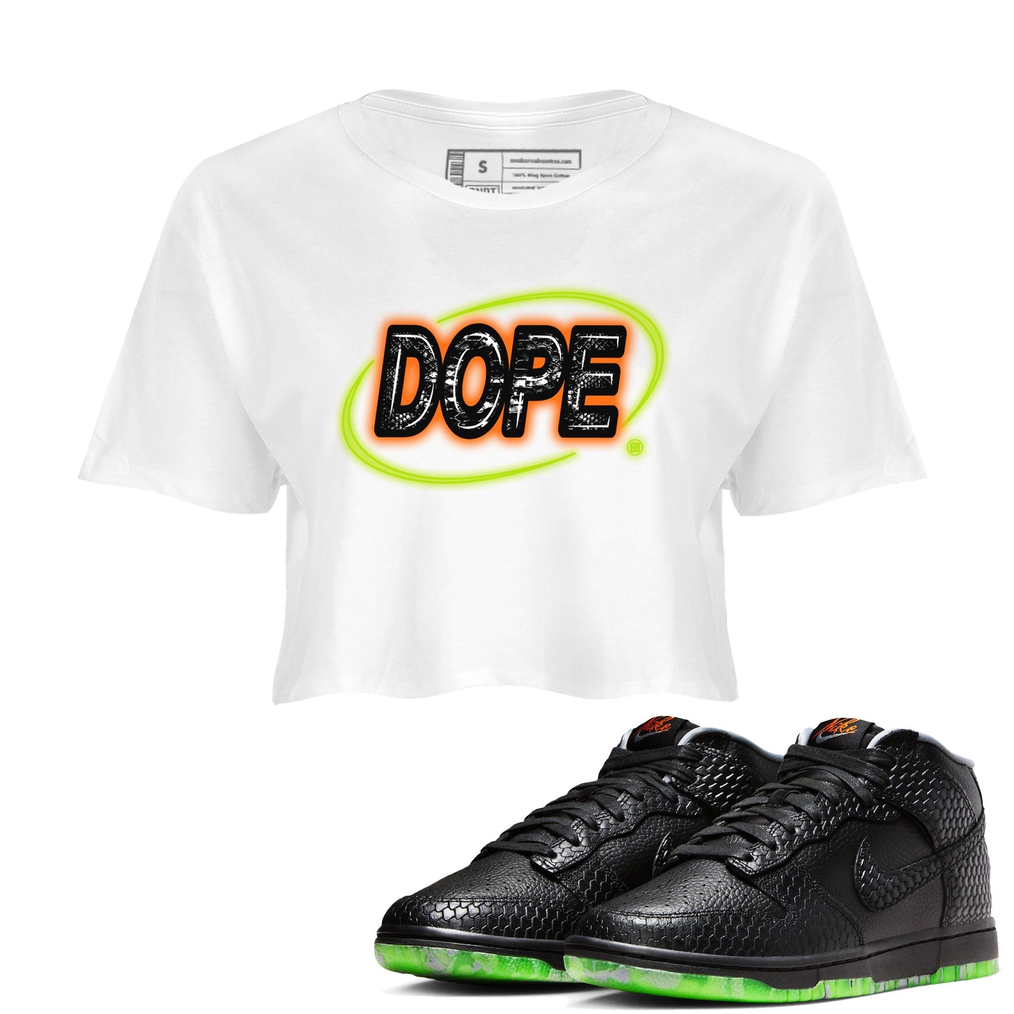 Nike Dunk Mid Halloween shirt to match jordans Dope Neon Sign sneaker tees Dunk Mid Halloween Drip Gear Zone White 1 Crop T-Shirt