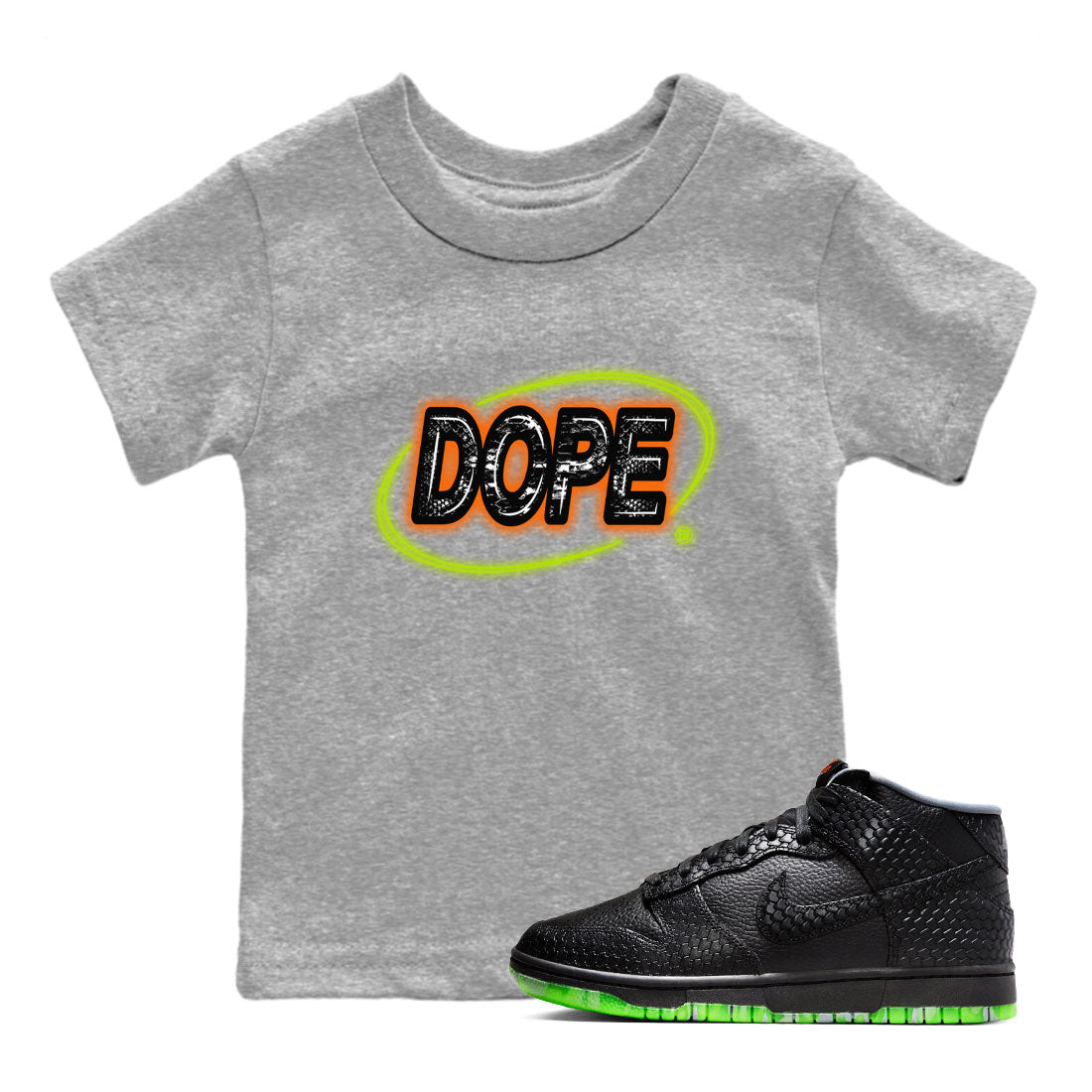 Nike Dunk Mid Halloween shirt to match jordans Dope Neon Sign sneaker tees Dunk Mid Halloween Drip Gear Zone Baby Toddler Heather Grey 1 T-Shirt