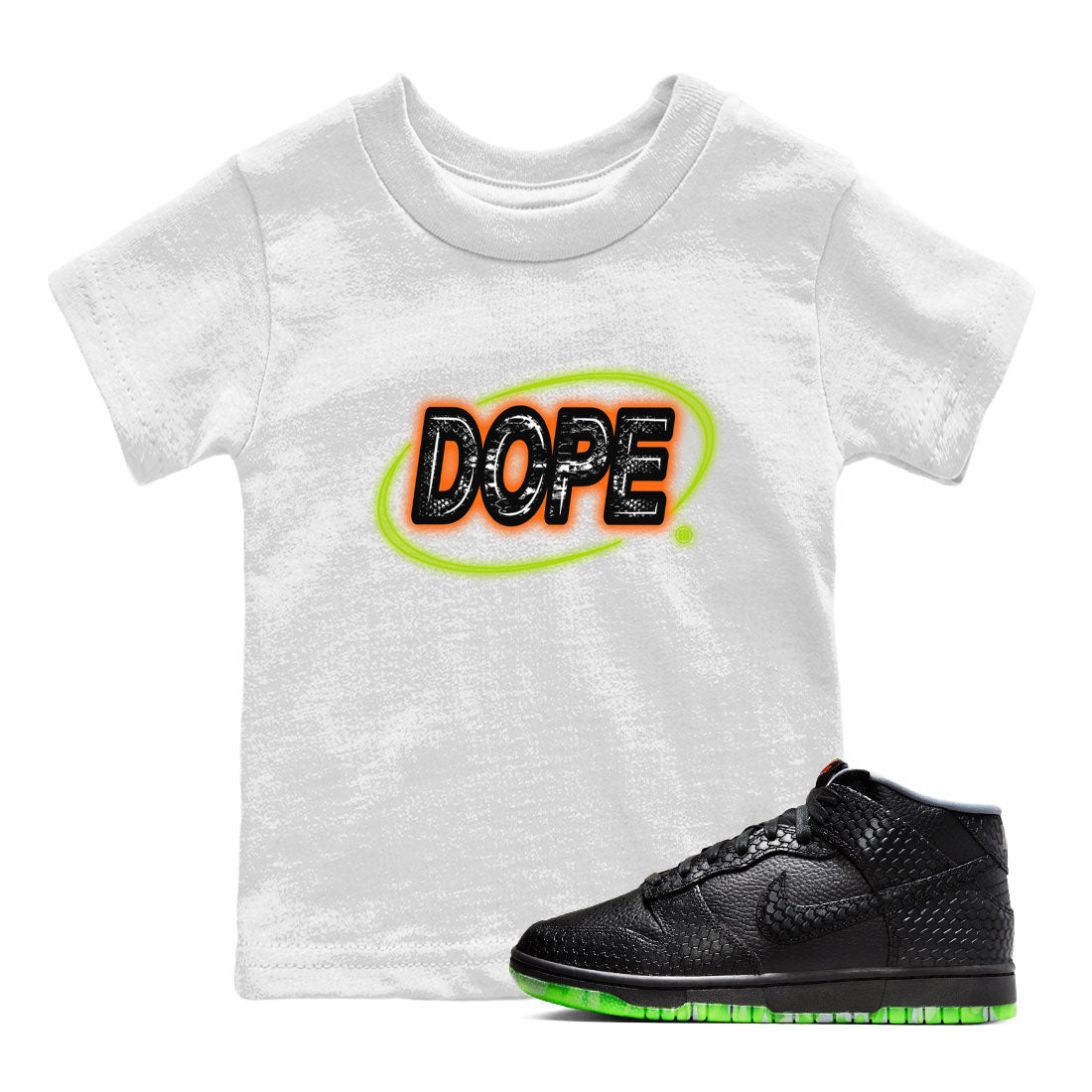 Nike Dunk Mid Halloween shirt to match jordans Dope Neon Sign sneaker tees Dunk Mid Halloween Drip Gear Zone Baby Toddler White 1 T-Shirt