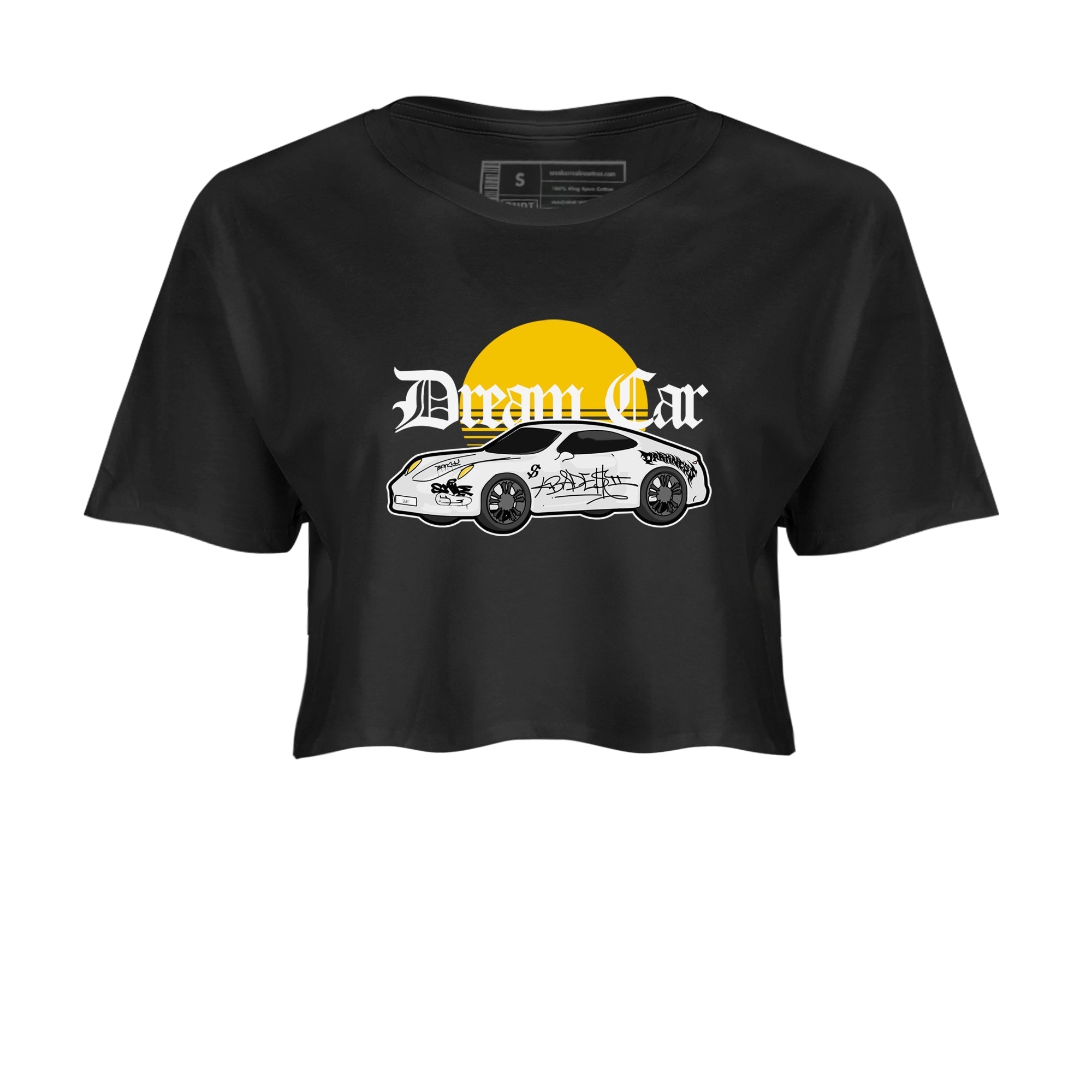 Air Jordan 1 Yellow Ochre shirt to match jordans Dream Car sneaker tees streetwear brand AJ1 Yellow Ochre Drip Gear Zone Brand Black 2 crop length shirt