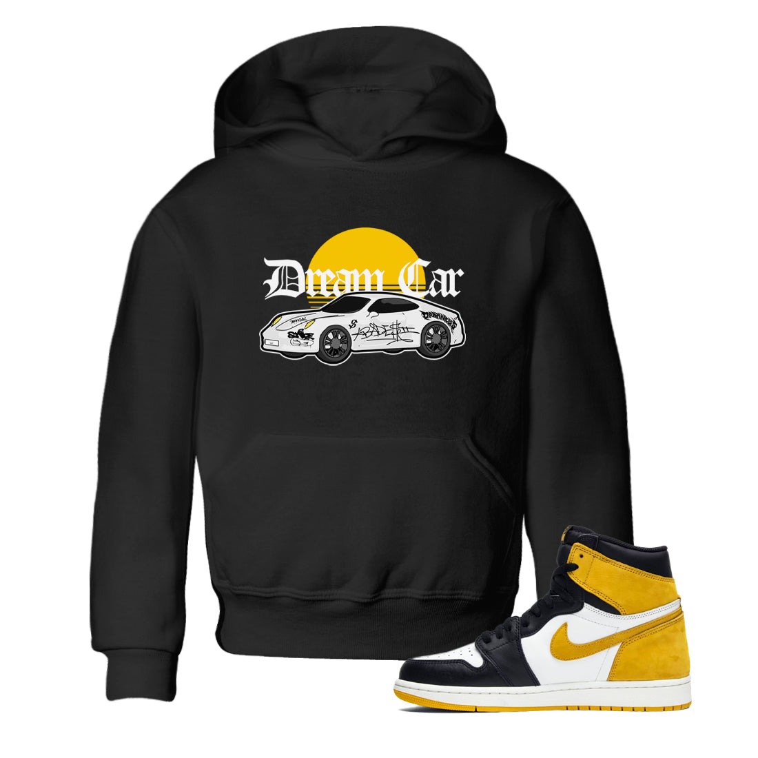 Air Jordan 1 Yellow Ochre shirt to match jordans Dream Car sneaker tees streetwear brand AJ1 Yellow Ochre Drip Gear Zone Brand baby toddler Black 1 cotton Shirt