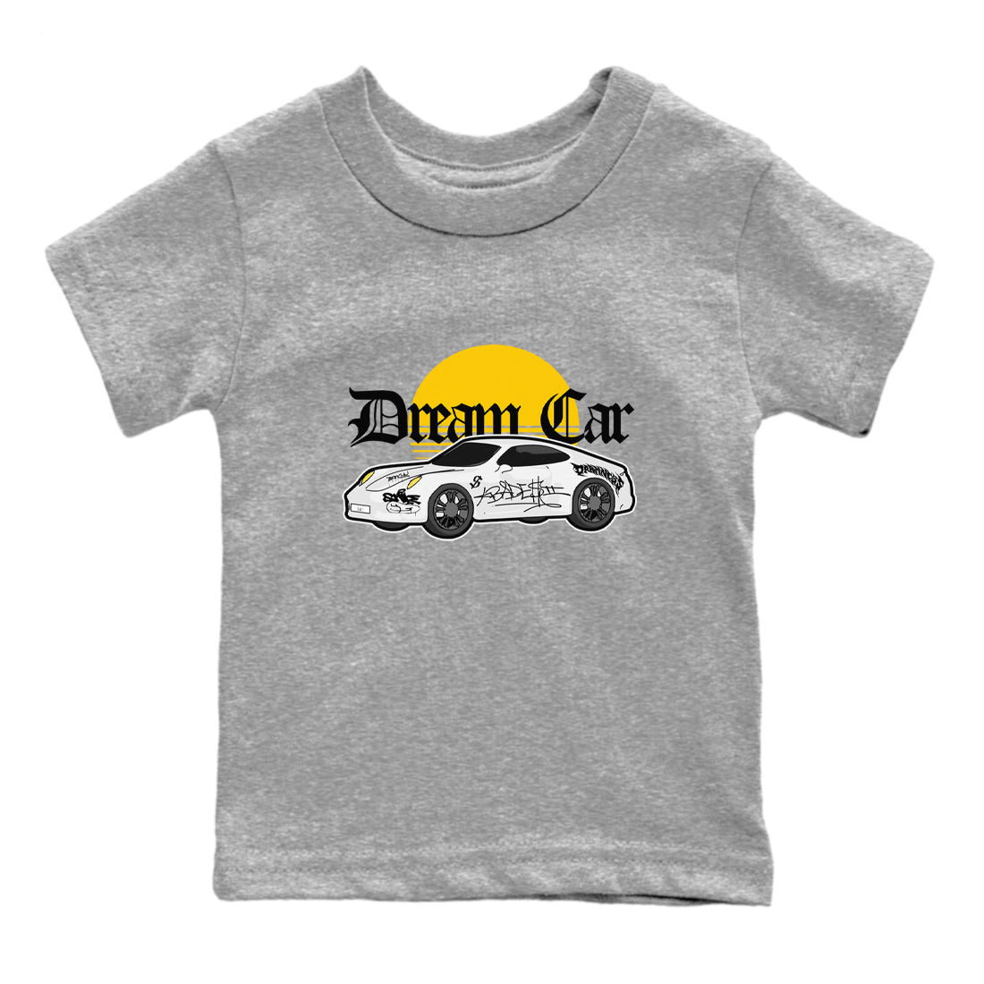 Air Jordan 1 Yellow Ochre shirt to match jordans Dream Car sneaker tees streetwear brand AJ1 Yellow Ochre Drip Gear Zone Brand baby toddler Heather Grey 2 cotton Shirt