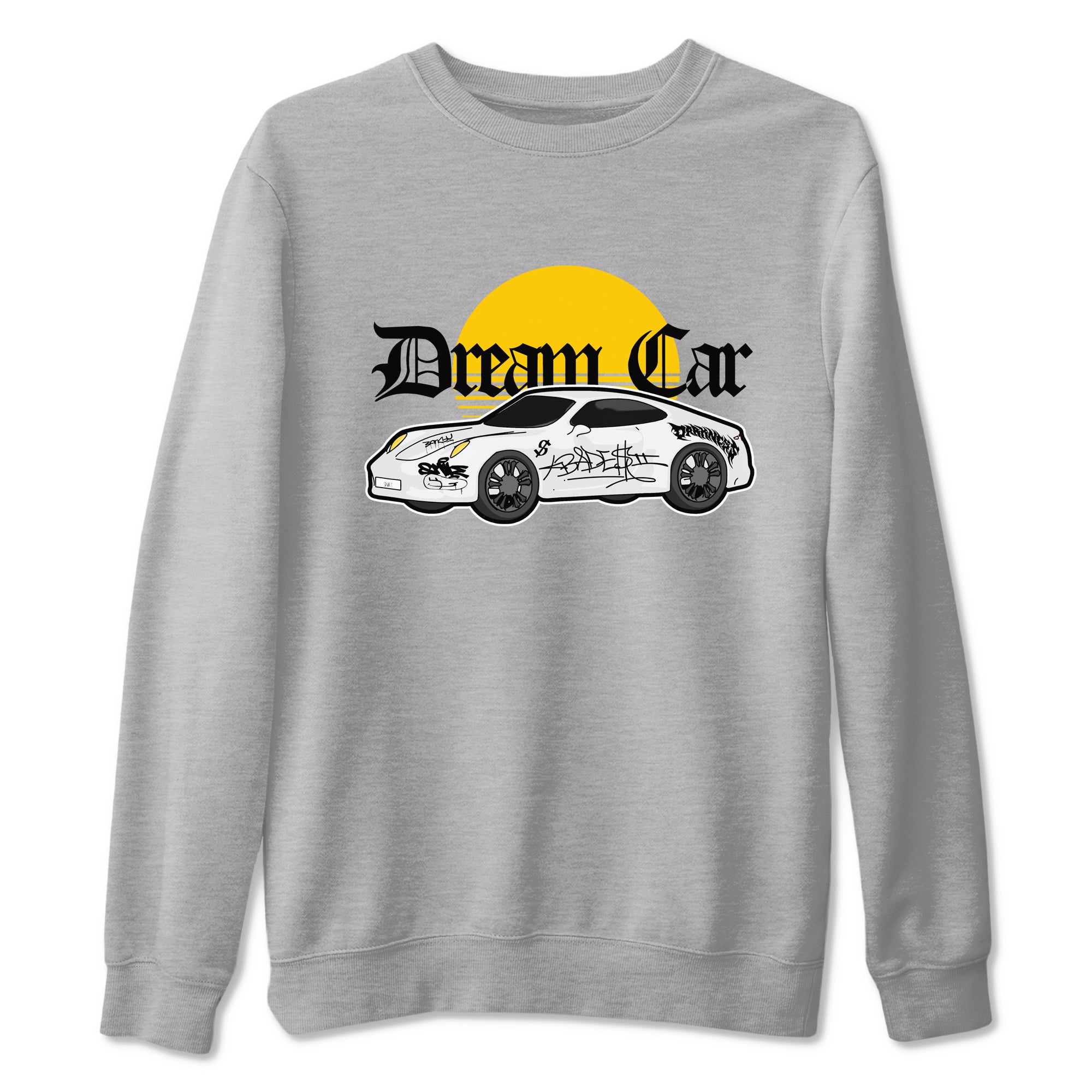 Air Jordan 1 Yellow Ochre shirt to match jordans Dream Car sneaker tees streetwear brand AJ1 Yellow Ochre Drip Gear Zone Brand unisex cotton Heather Grey 2 crew neck shirt