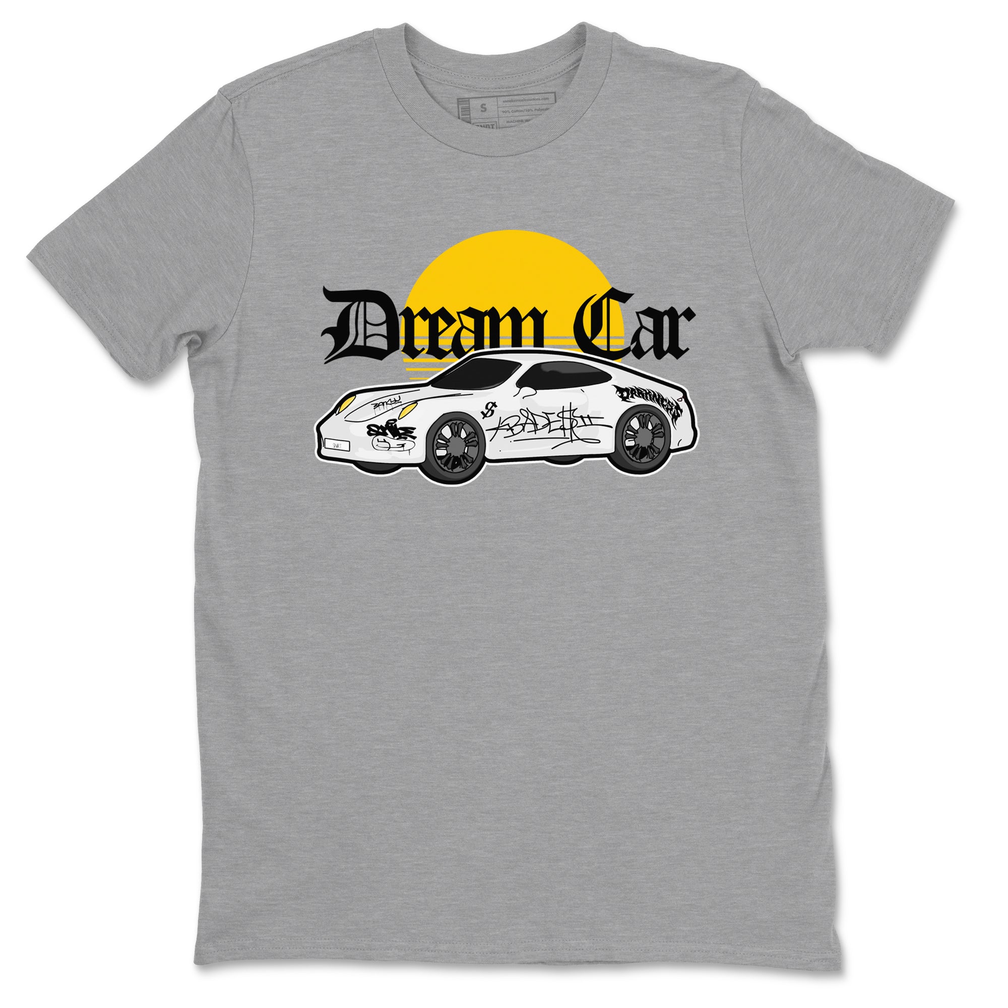 Air Jordan 1 Yellow Ochre shirt to match jordans Dream Car sneaker tees streetwear brand AJ1 Yellow Ochre Drip Gear Zone Brand unisex cotton Heather Grey 2 crew neck shirt