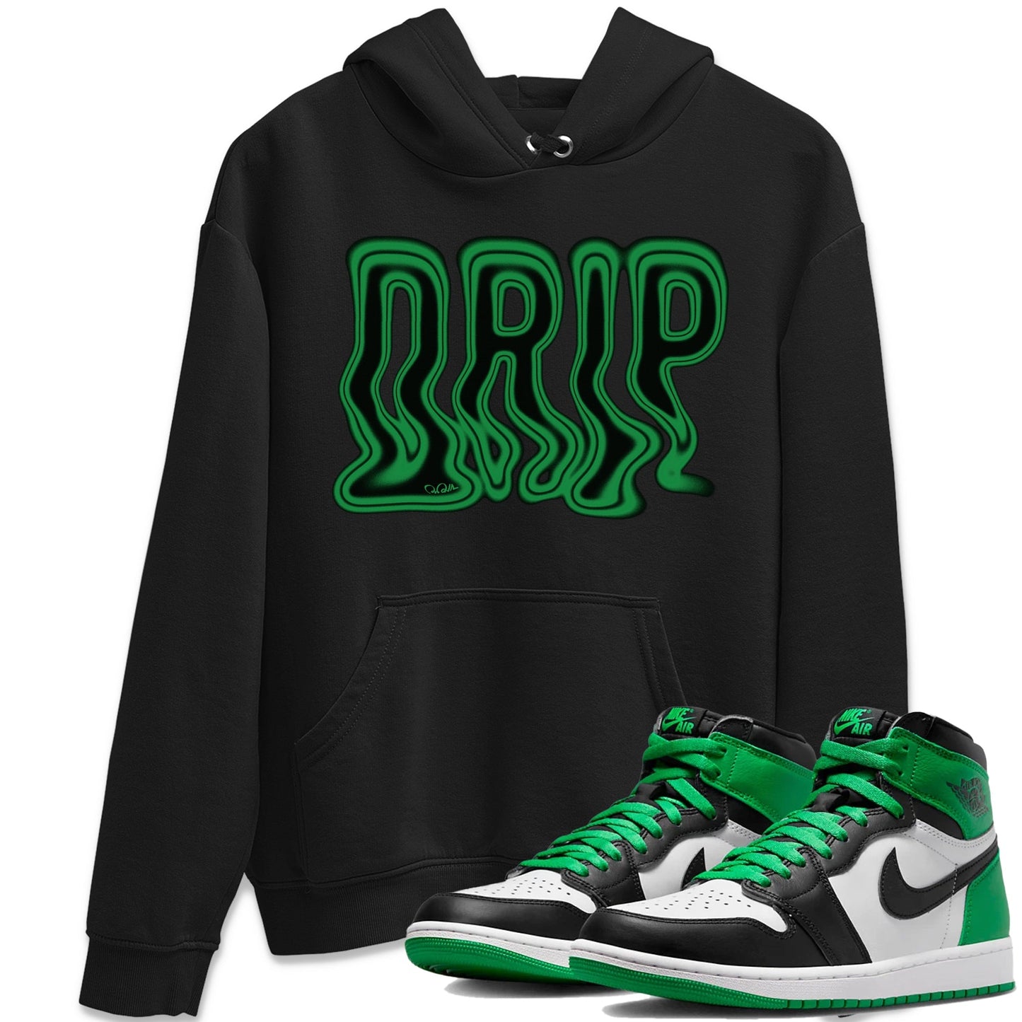 Air Jordan 1 Celtics Sneaker Tees Drip Gear Zone Drip Sneaker Tees AJ1 High OG Lucky Green Shirt Unisex Shirts Black 1