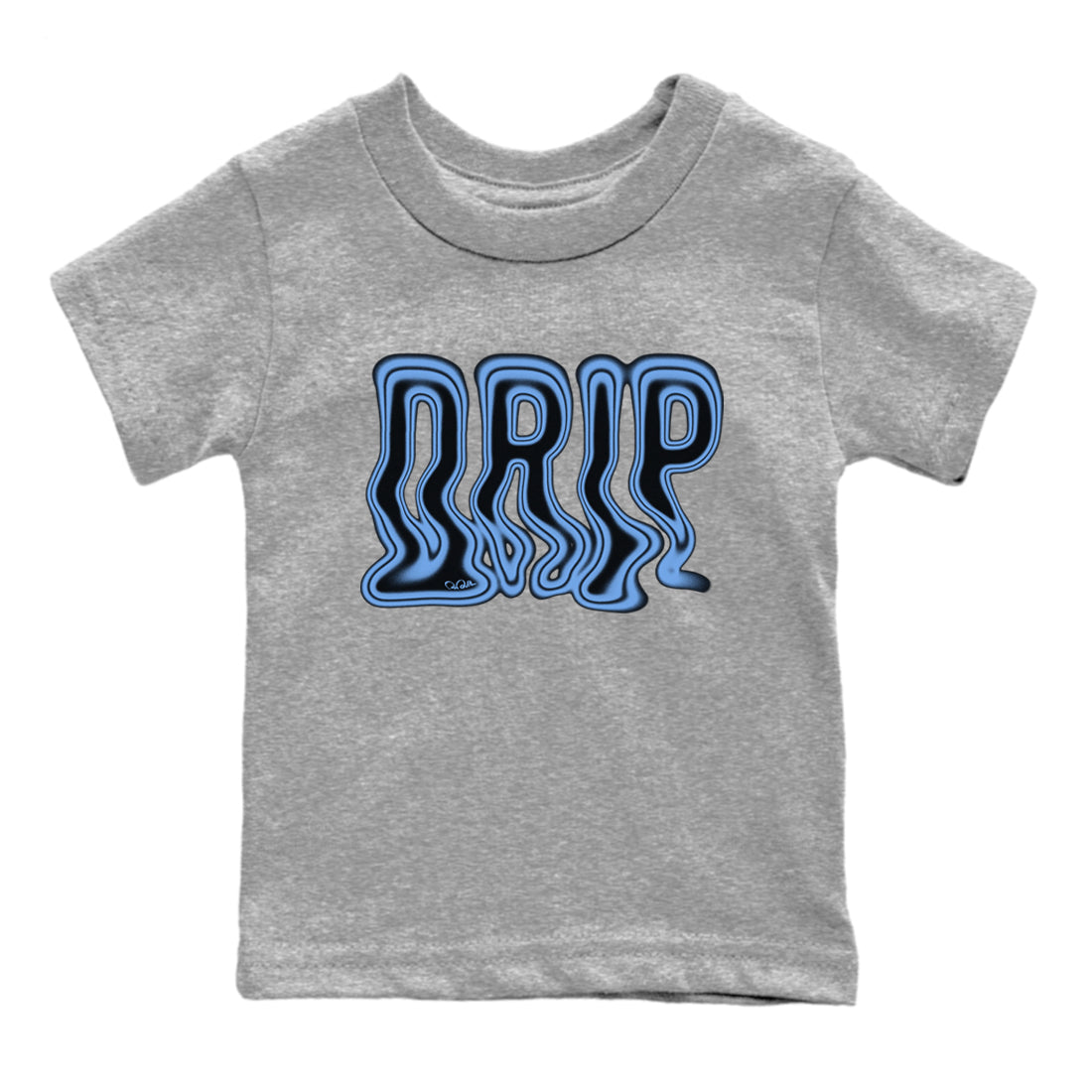 Air Jordan 1 University Blue Sneaker Match Tees Drip Sneaker Tees AJ1 OG High University Blue Sneaker Release Tees Kids Shirts Heather Grey 2