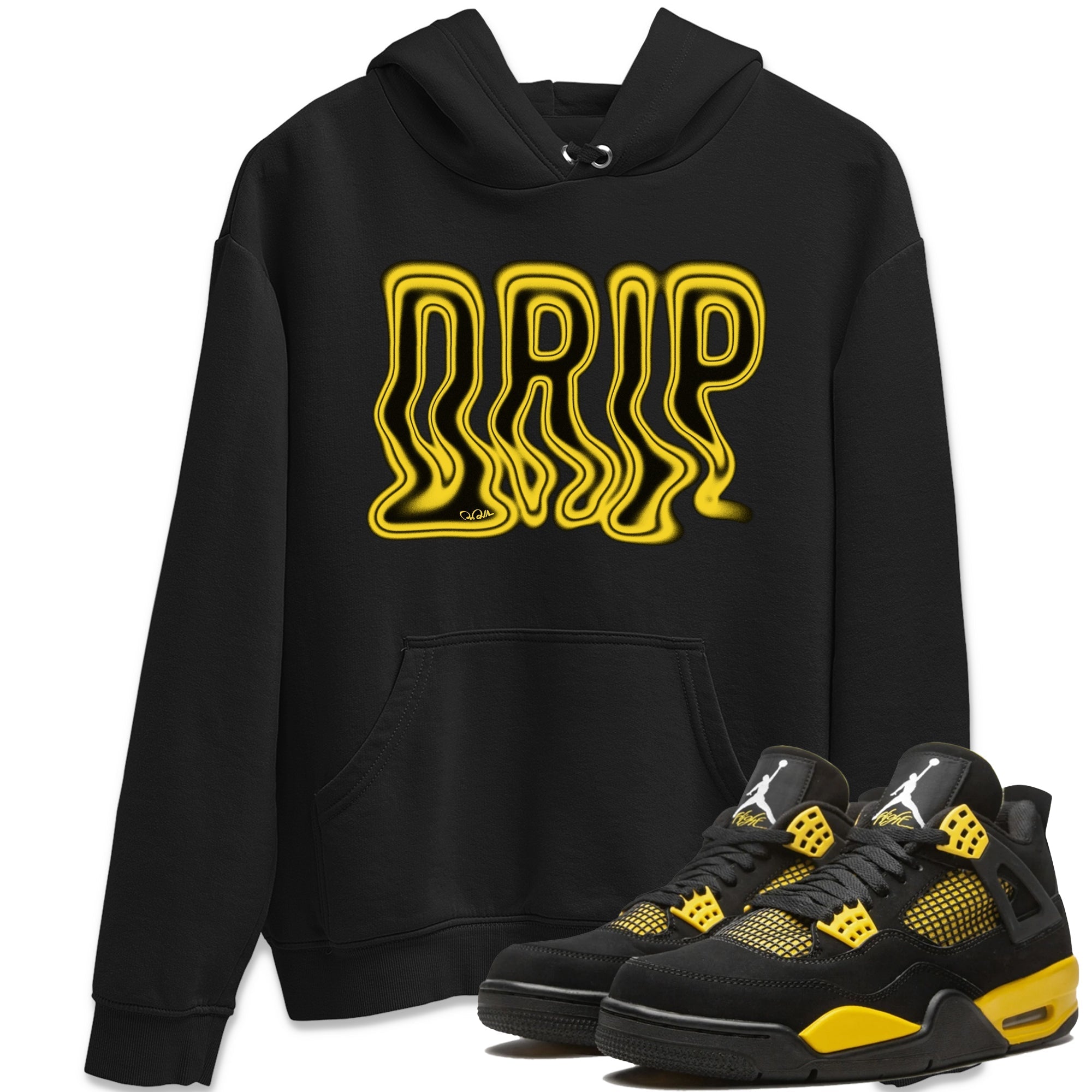 Air Jordan 4 Thunder Sneaker Tees Drip Gear Zone Drip Sneaker Tees AJ4 Thunder Jumpman Shirt Unisex Shirts Black 1