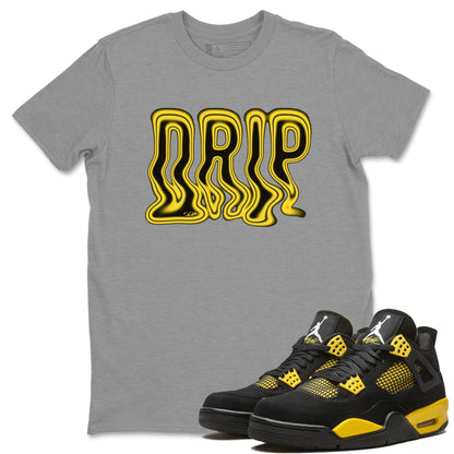 Air Jordan 4 Thunder Drip Crew Neck Sneaker Tees AJ4 Thunder JumpmanSneaker T-Shirts Size Chart
