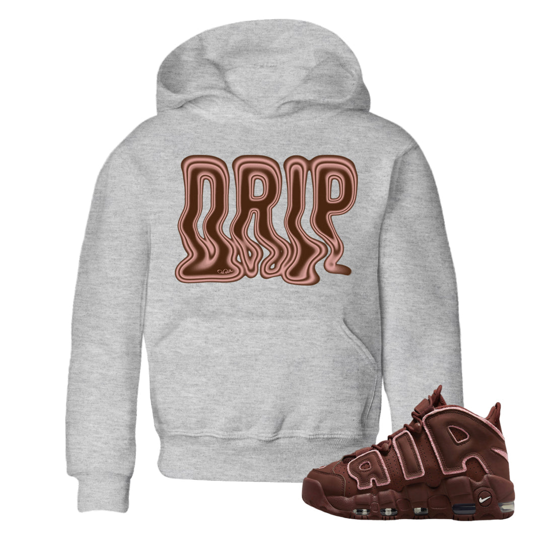 Air More Uptempo Valentines Day Sneaker Tees Drip Gear Zone Drip Sneaker Tees Nike Uptempo Valentines Day Shirt Kids Shirts Heather Grey 1