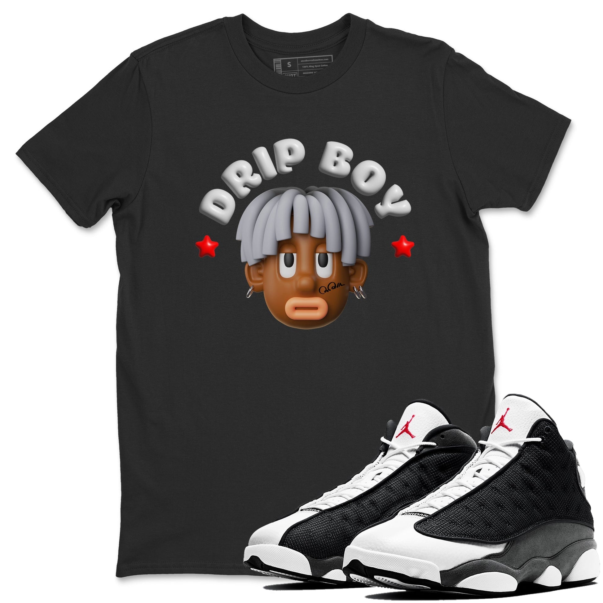 Air Jordan 13 Black Flint Sneaker Tees Drip Gear Zone Drip Boy Sneaker Tees AJ13 Retro Black Flint Shirt Unisex Shirts Black 1