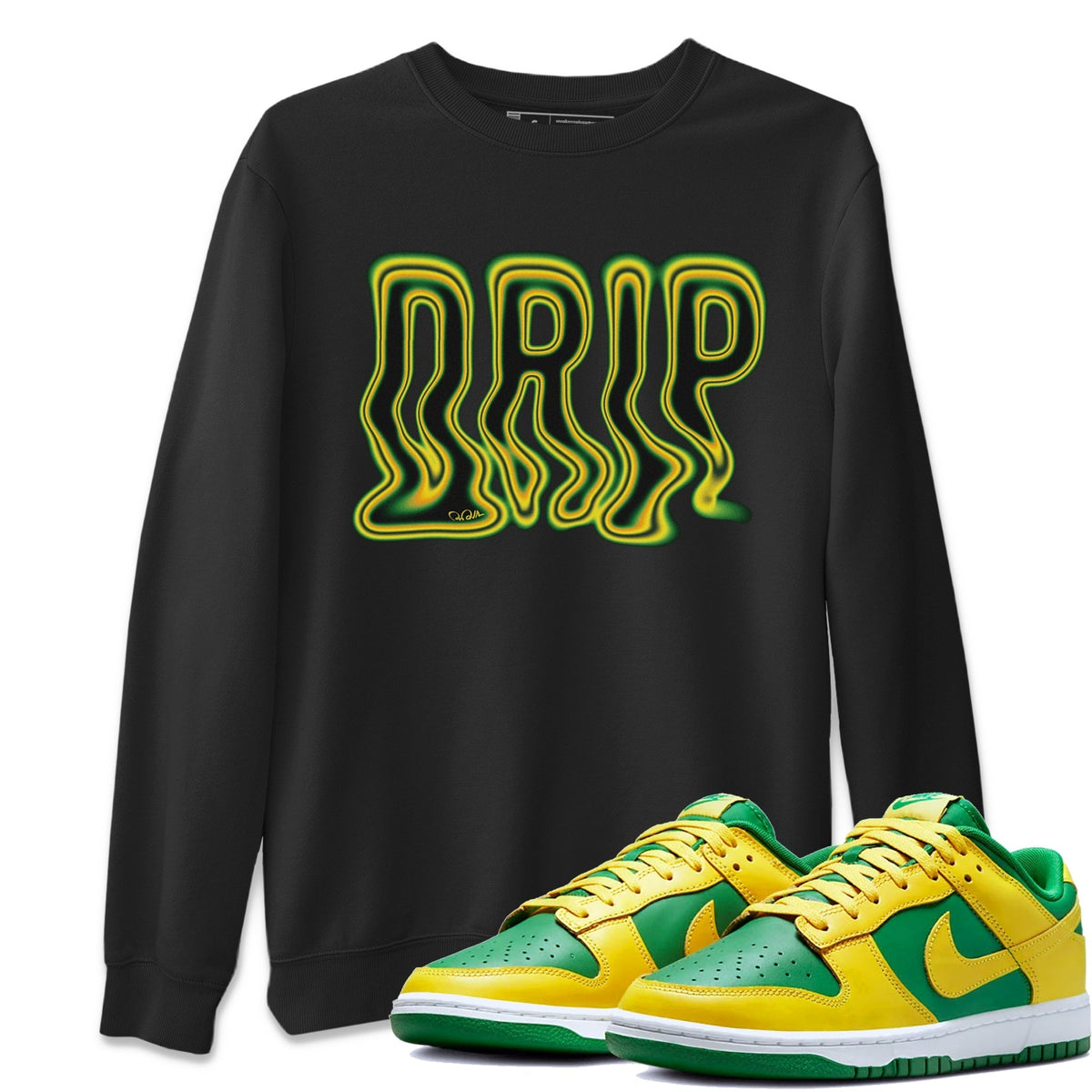 Dunk Reverse Brazil Sneaker Match Tees Drip Typo Sneaker Tees Dunk Reverse Brazil Jordan to match sneaker T-Shirt Crew Neck Shirts