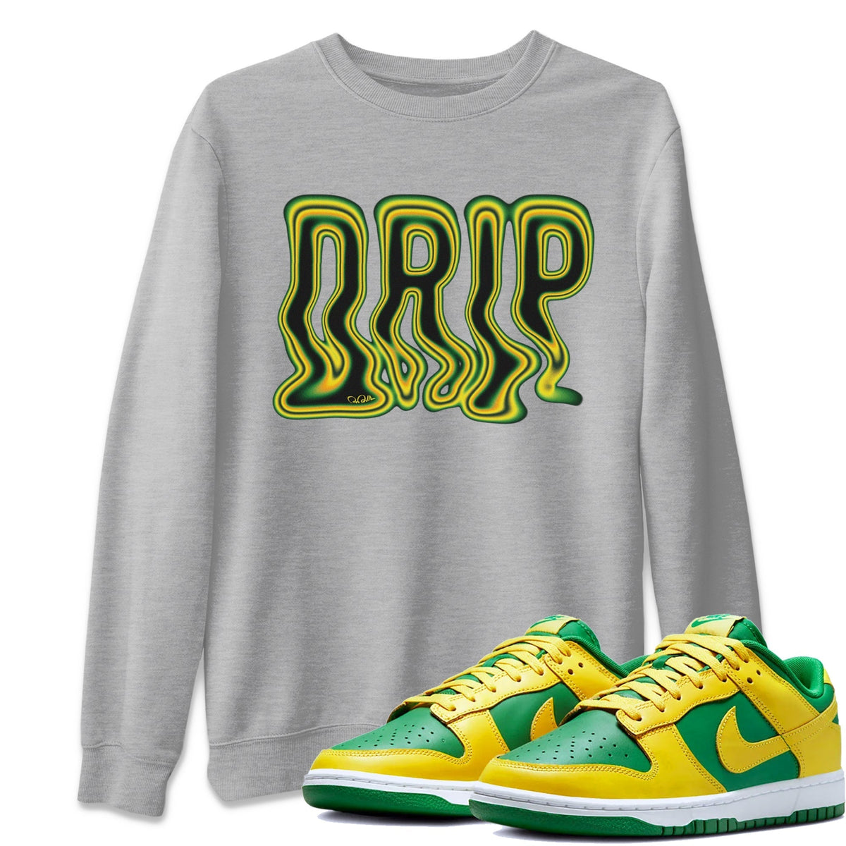 Dunk Reverse Brazil Sneaker Match Tees Drip Typo Sneaker Tees Dunk Reverse Brazil Jordan to match sneaker T-Shirt Crew Neck Shirts