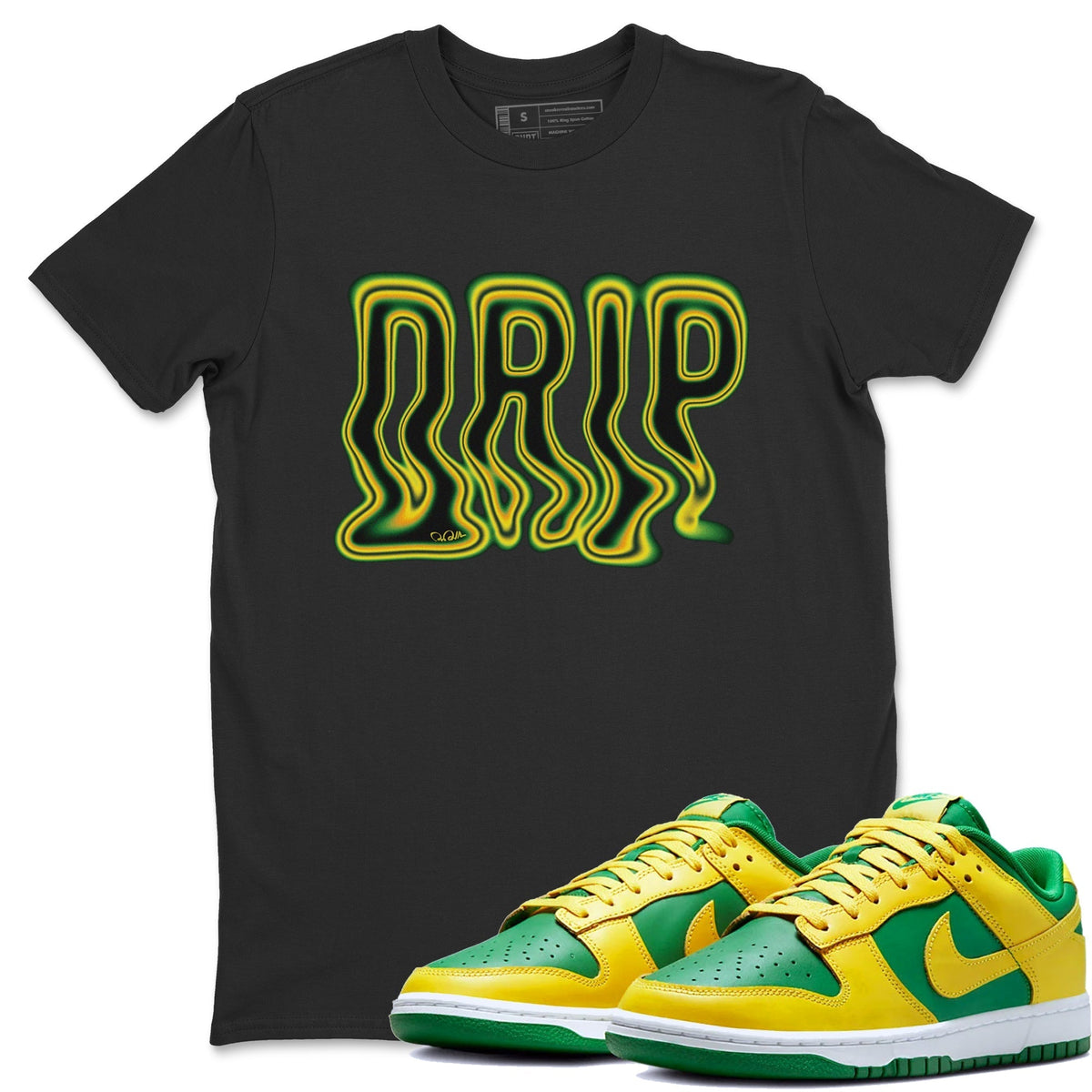 Dunk Reverse Brazil Sneaker Match Tees Drip Typo Sneaker Tees Dunk Reverse Brazil Jordan to match sneaker T-Shirt Crew Neck Shirts