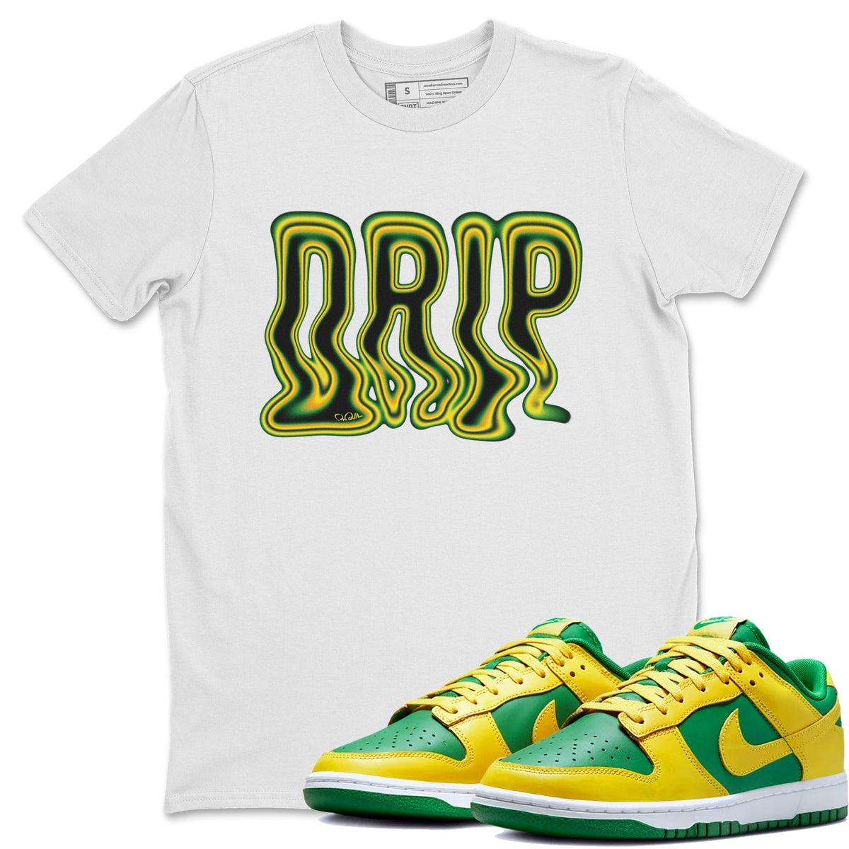 Dunk Reverse Brazil Sneaker Match Tees Drip Typo Sneaker Tees Dunk Reverse Brazil Jordan to match sneaker T-Shirt Crew Neck Shirts