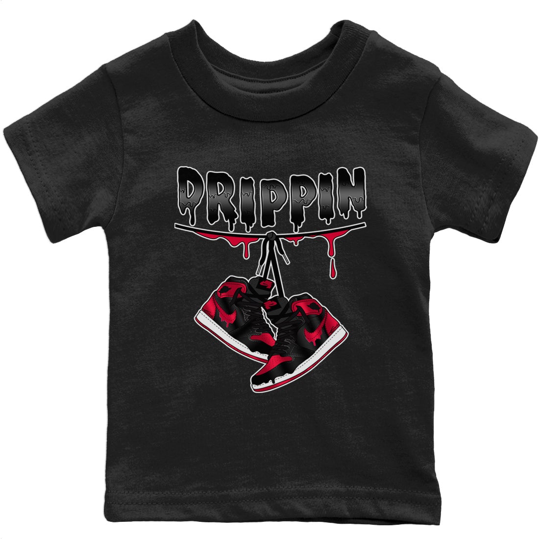 Jordan 1 Bred Patent Sneaker Matching T-Shirt Drippin Sneaker Tees Jordan 1 Bred Patent Sneaker Release Tees Kids Shirts