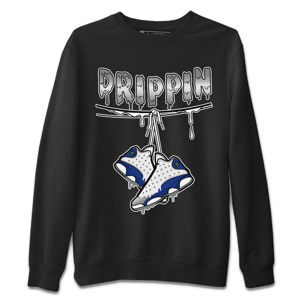 Jordan 13 French Blue Sneaker Matching T-Shirt Drippin Sneaker Tees Jordan 13 French Blue Sneaker Release Tees Crew Neck Tees